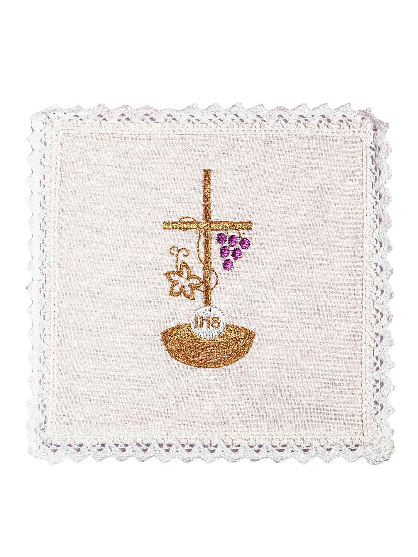 Embroidered Chalice Linens made of natural texture