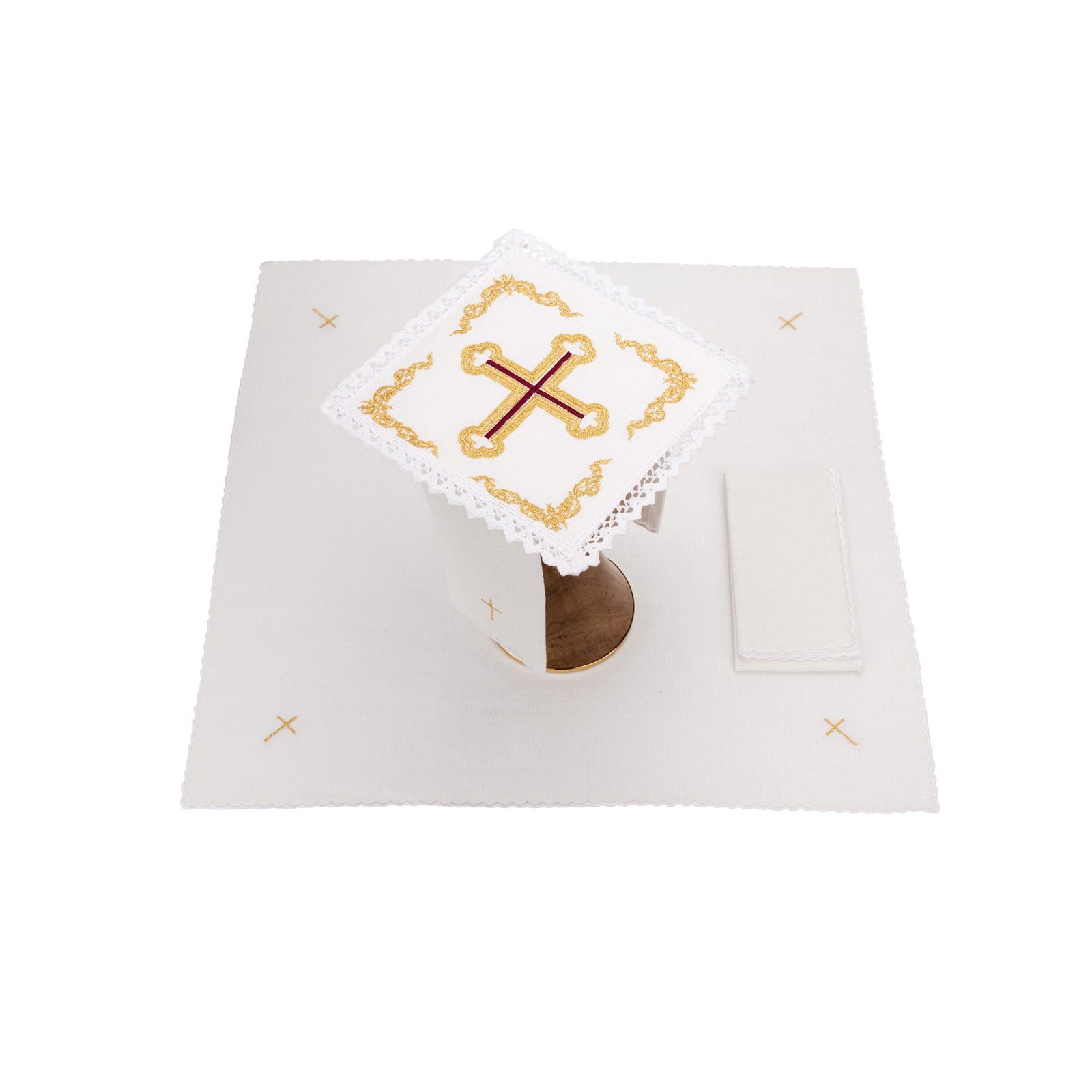 Chalice linens with modern cross embroidery