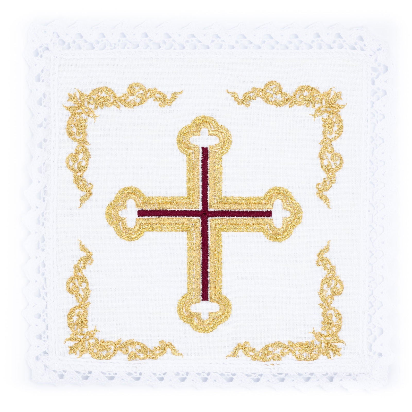 Chalice linens with modern cross embroidery