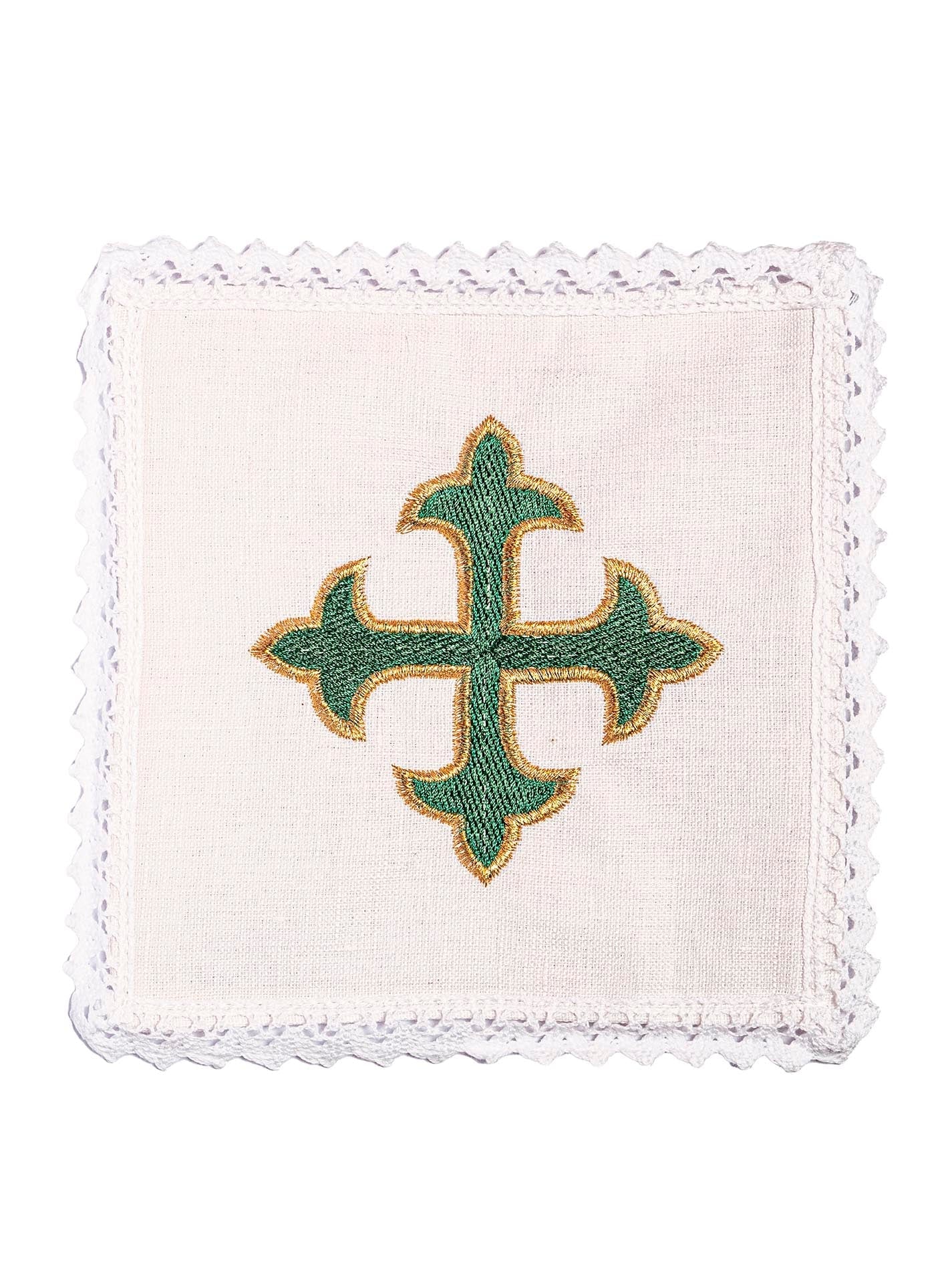 Linen Chalice Linens with Red Cross Embroidery