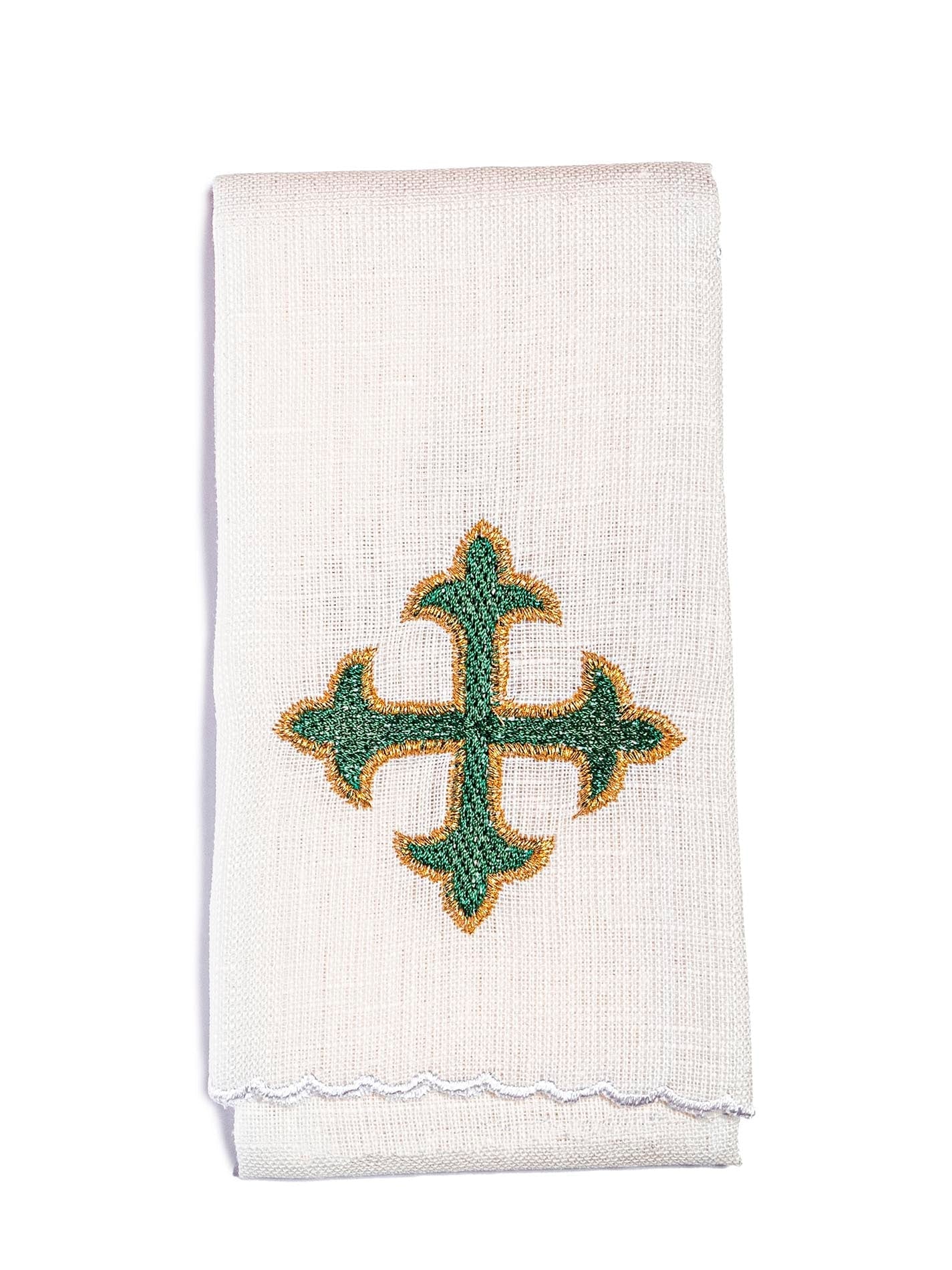 Linen Chalice Linens with Red Cross Embroidery