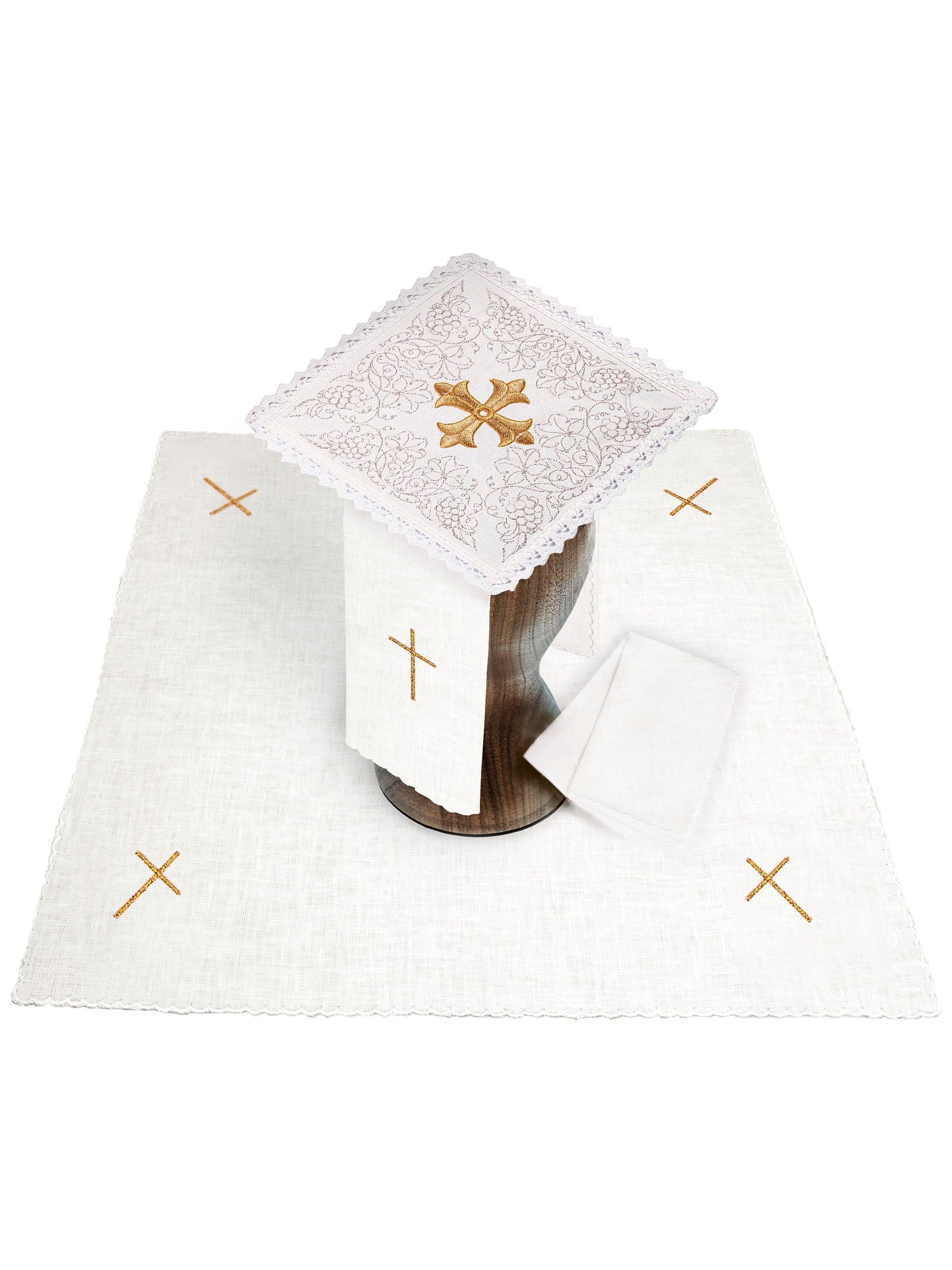 Linen Chalice Linens with Embroidered Cross