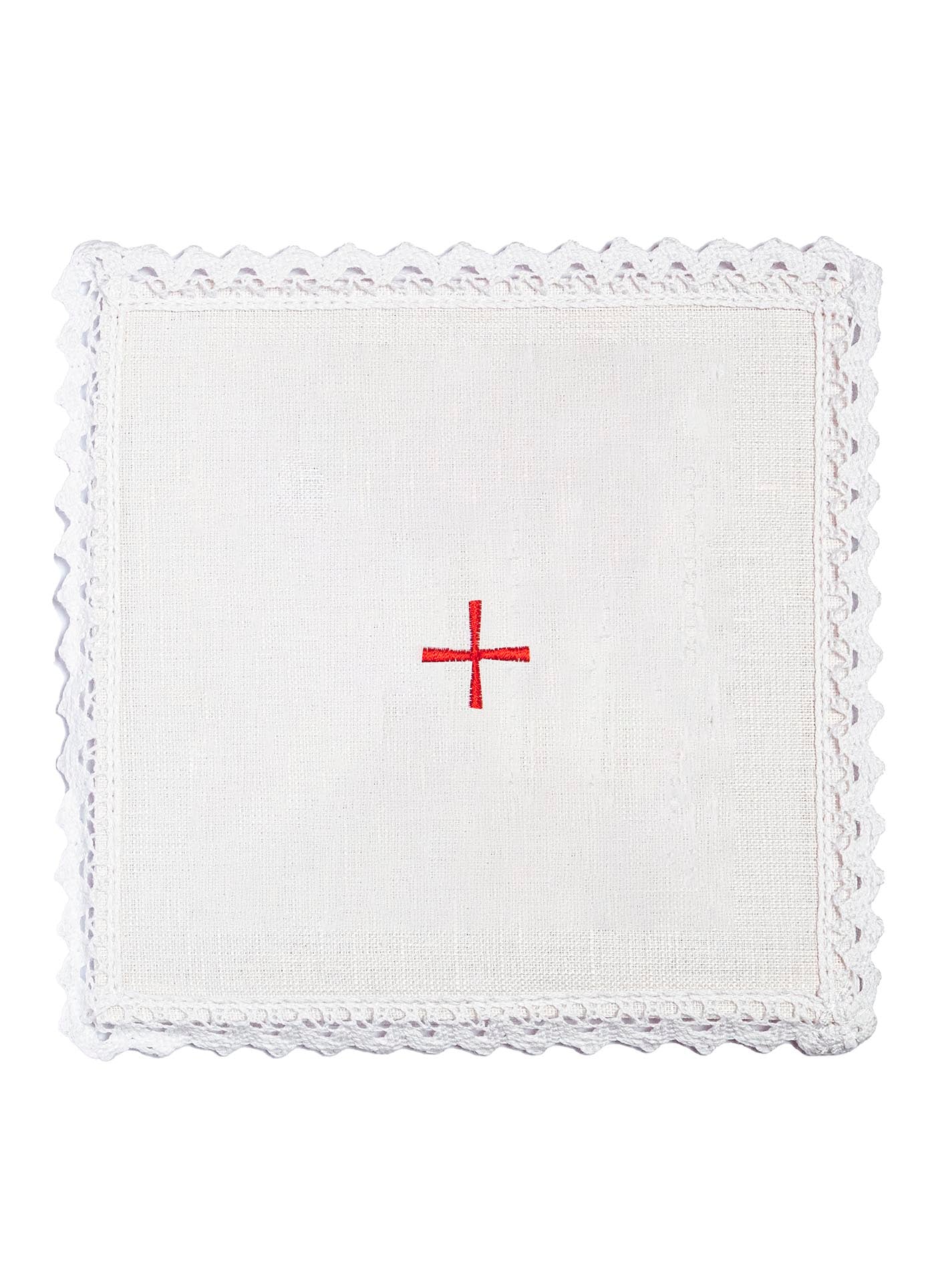 Embroidered altar linen small red cross