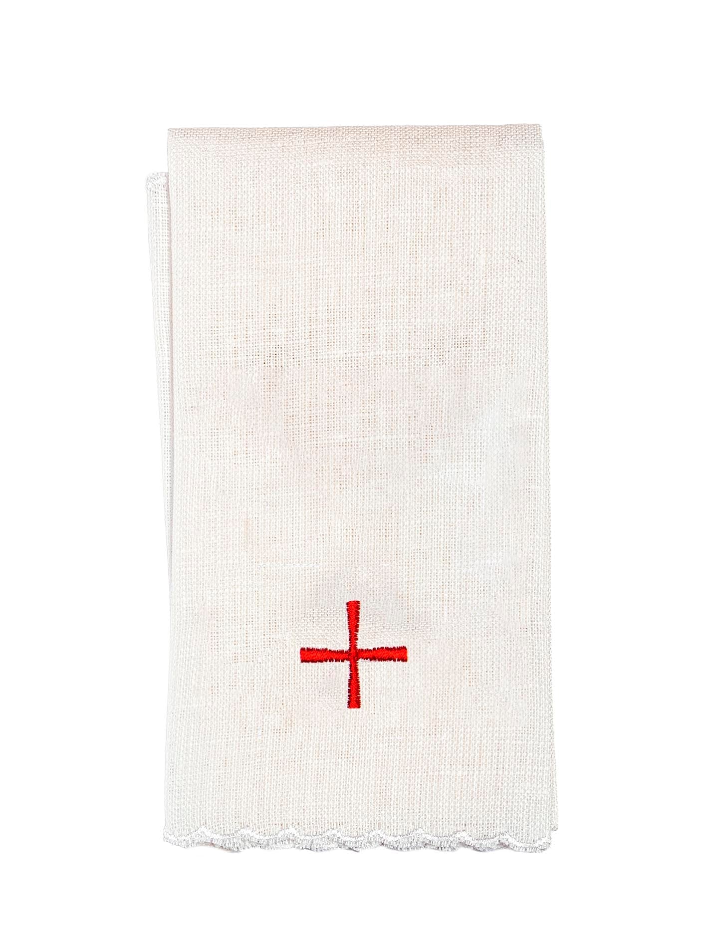 Embroidered altar linen small red cross