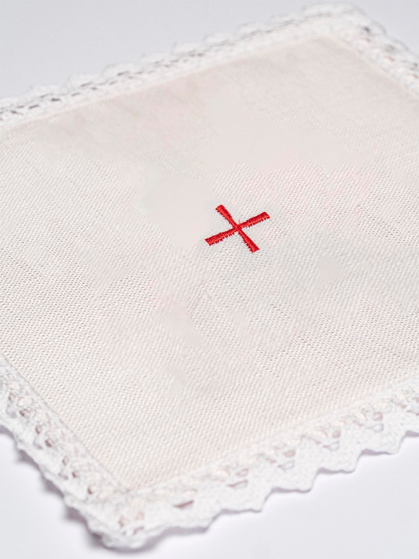 Embroidered altar linen small red cross