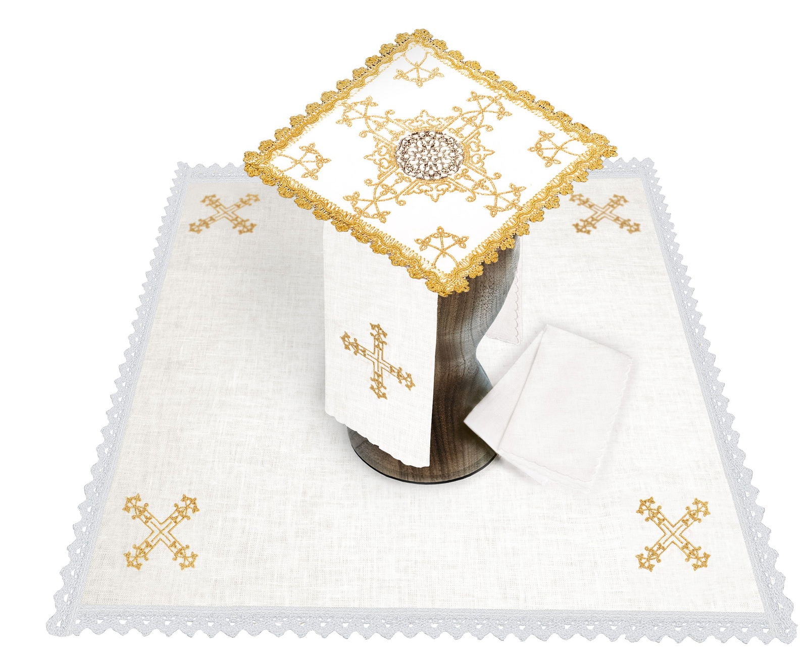 Chalice linen with metal decoration - HAFTINAUSA.COM