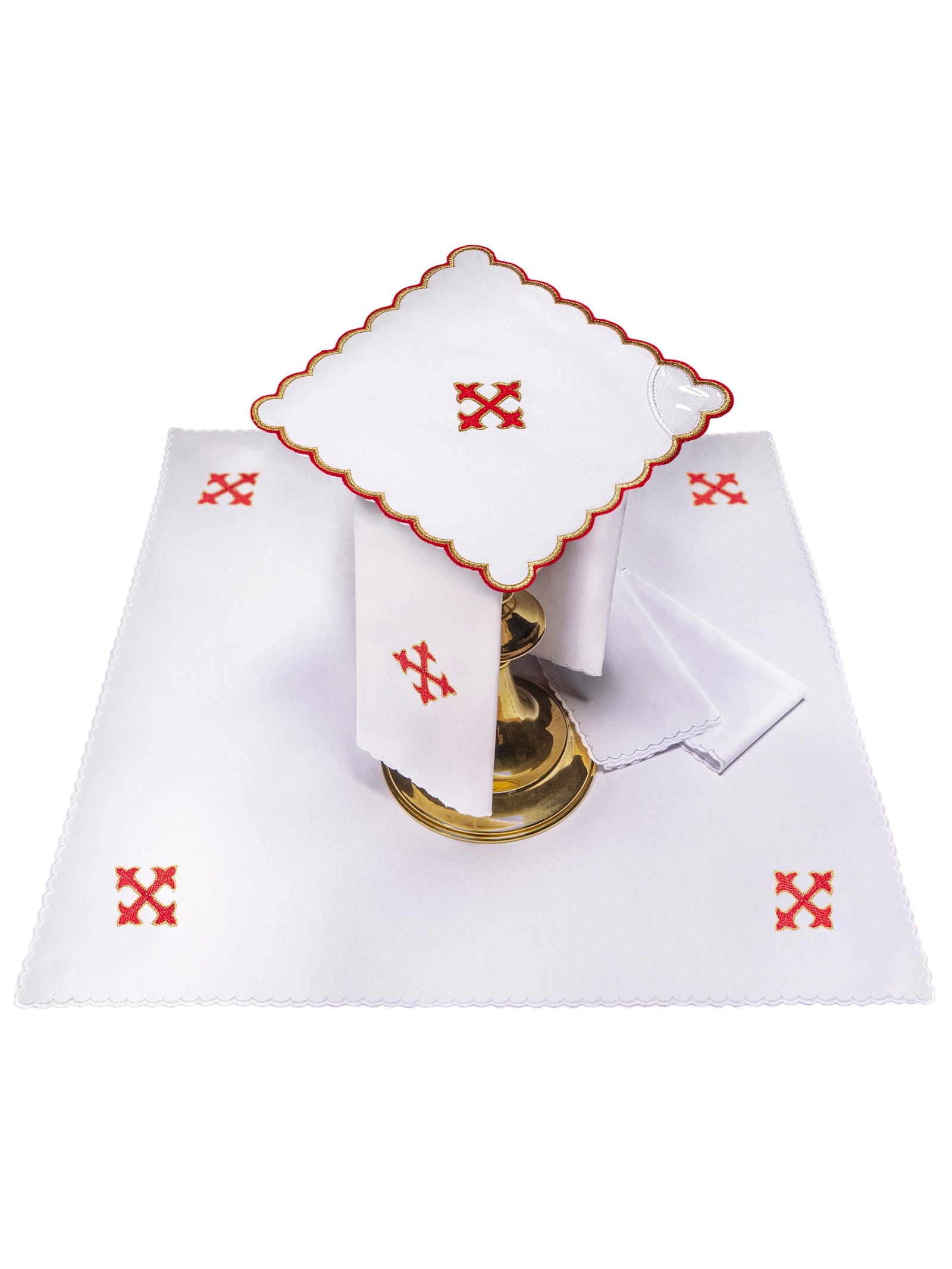 Chalice linens catholic with red embroidery