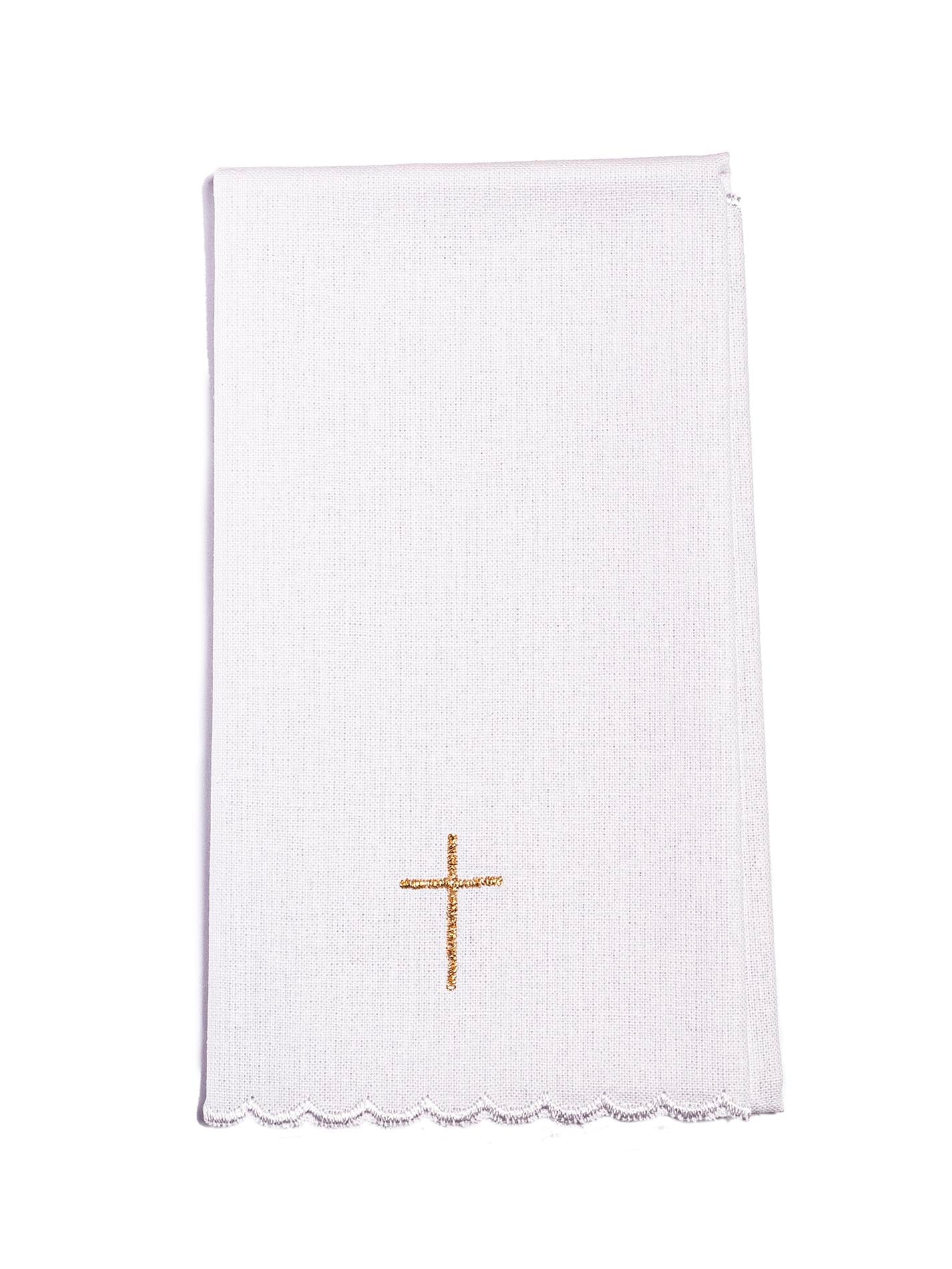 Chalice linens set made from cotton with gold cross and heart embroidery