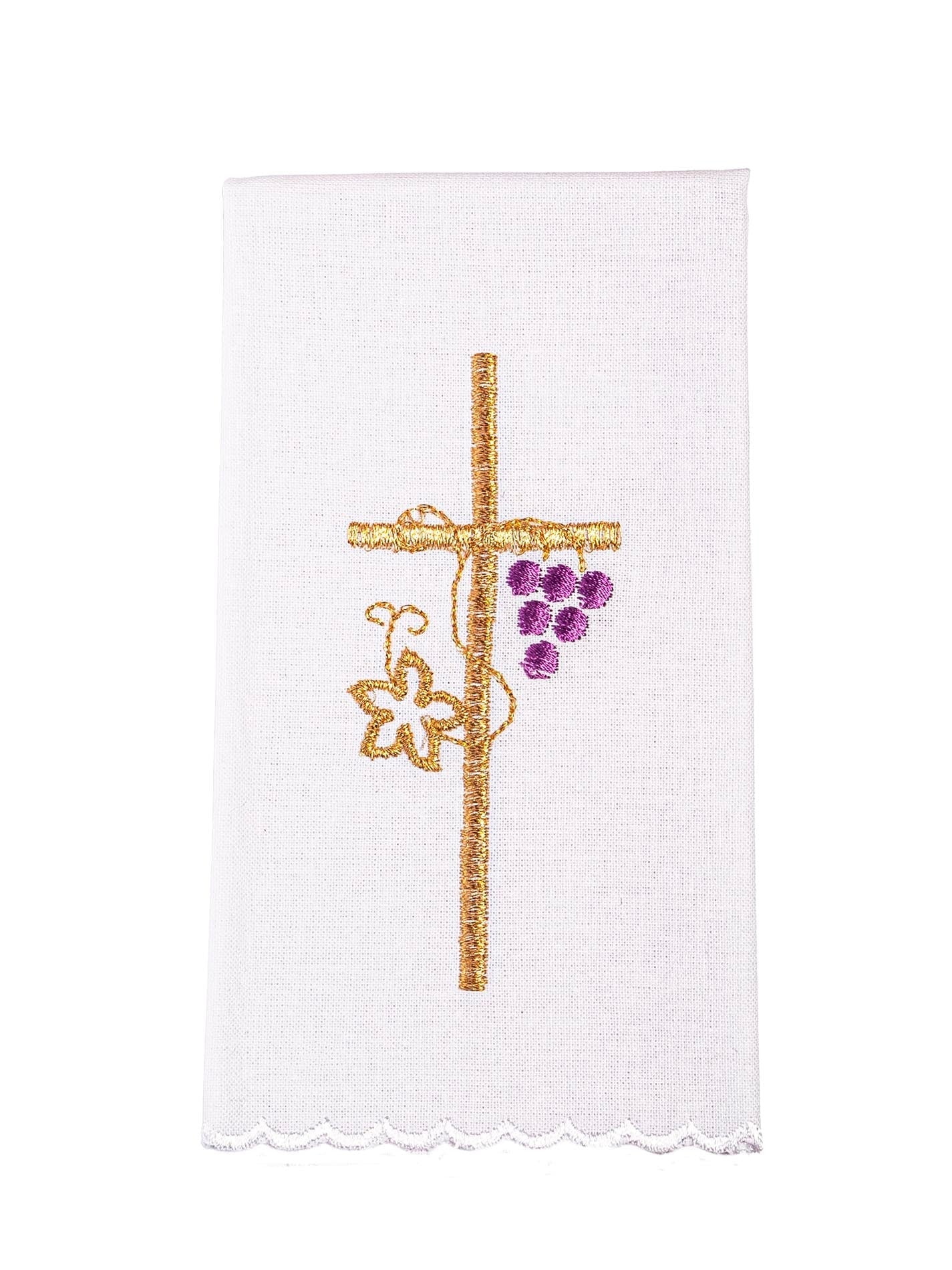 Chalice linen with delicate gold cross embroidery