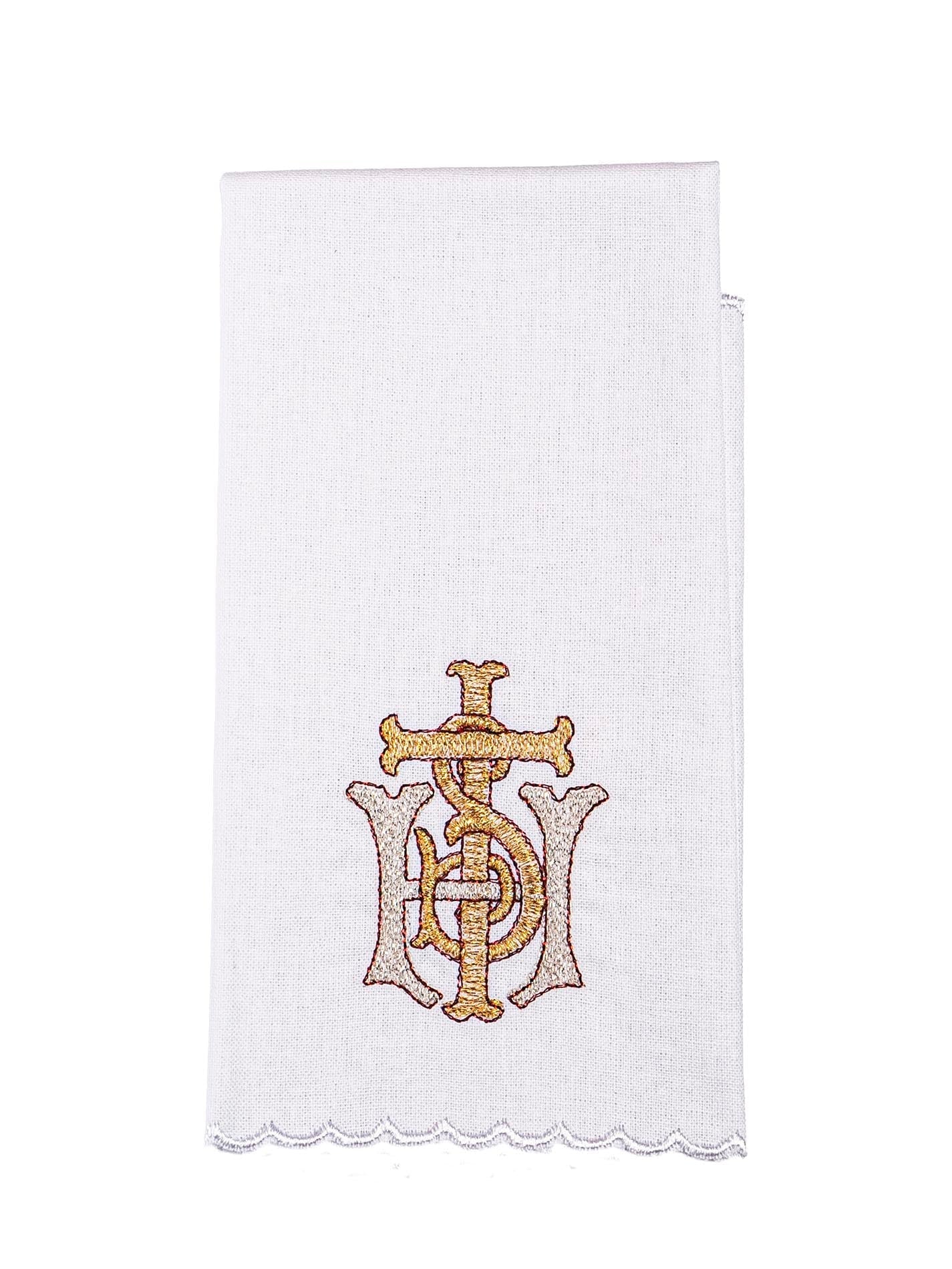 Chalice Linens with Bold IHS Embroidery