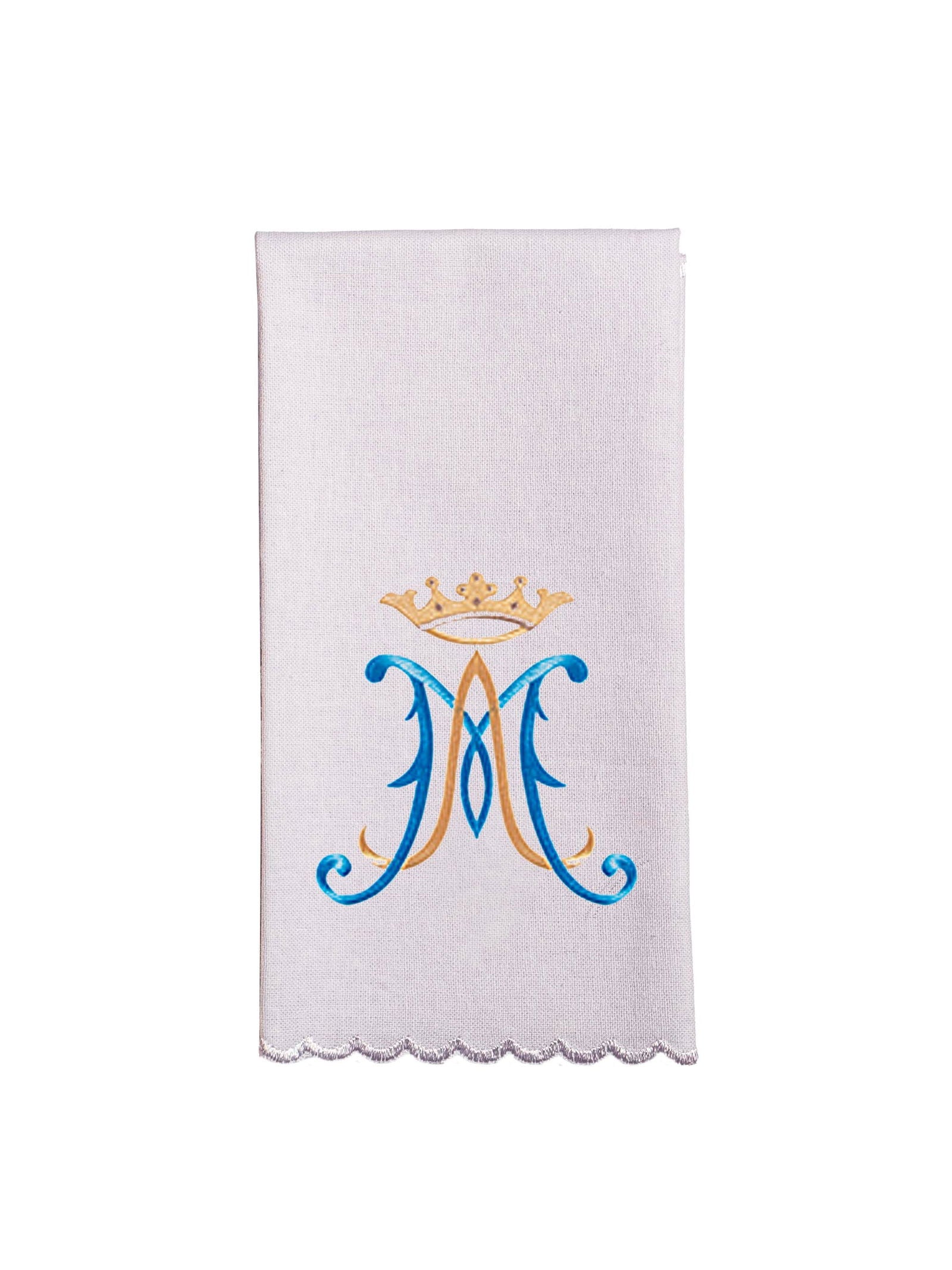 Chalice Linens with blue marian symbol