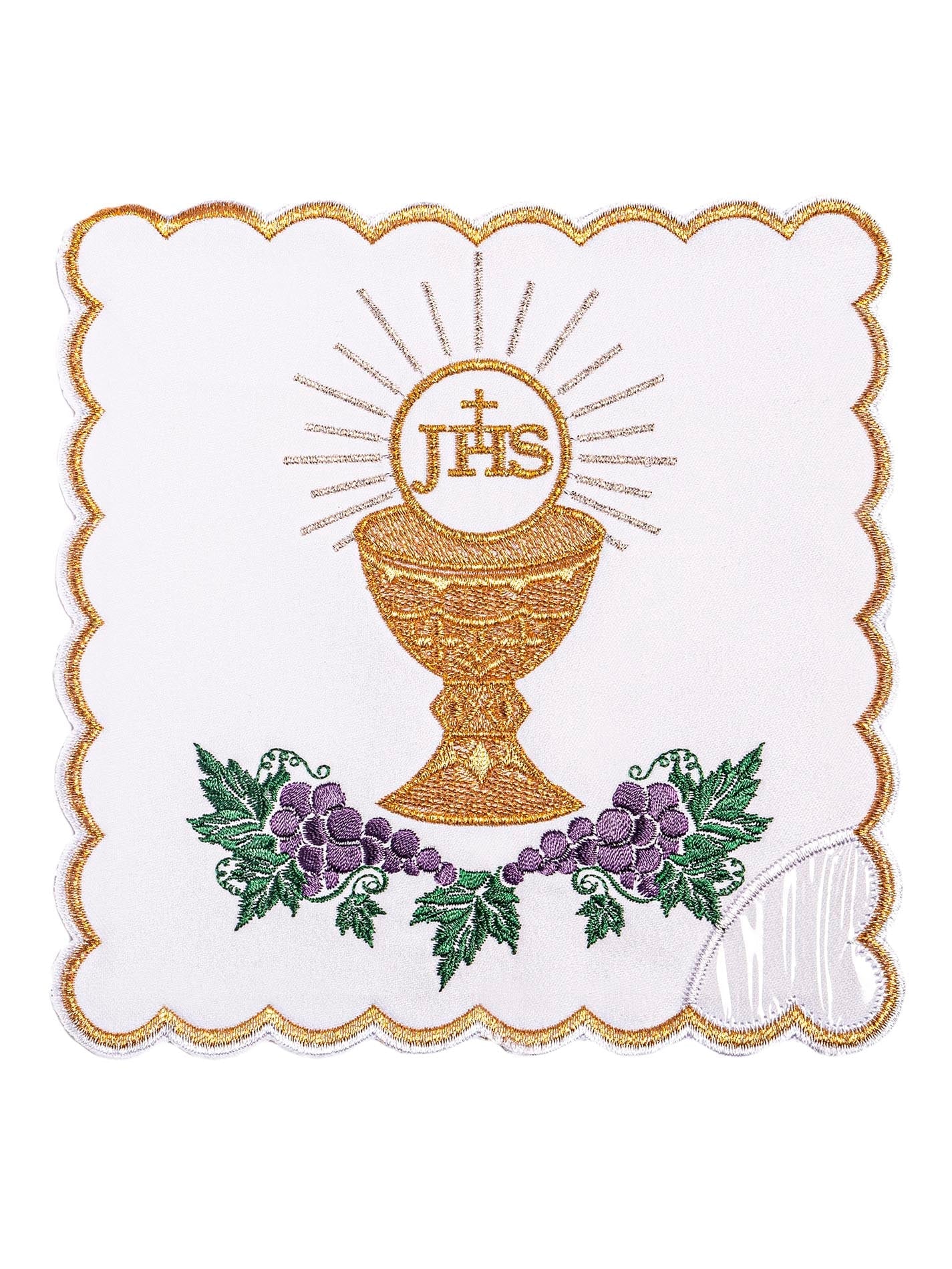 Chalice linen with colorful embroidery and a chalice motif