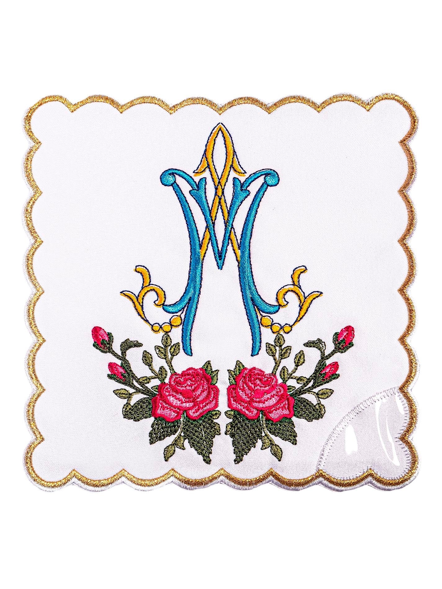 Chalice Linens with red and blue Marian Embroidery