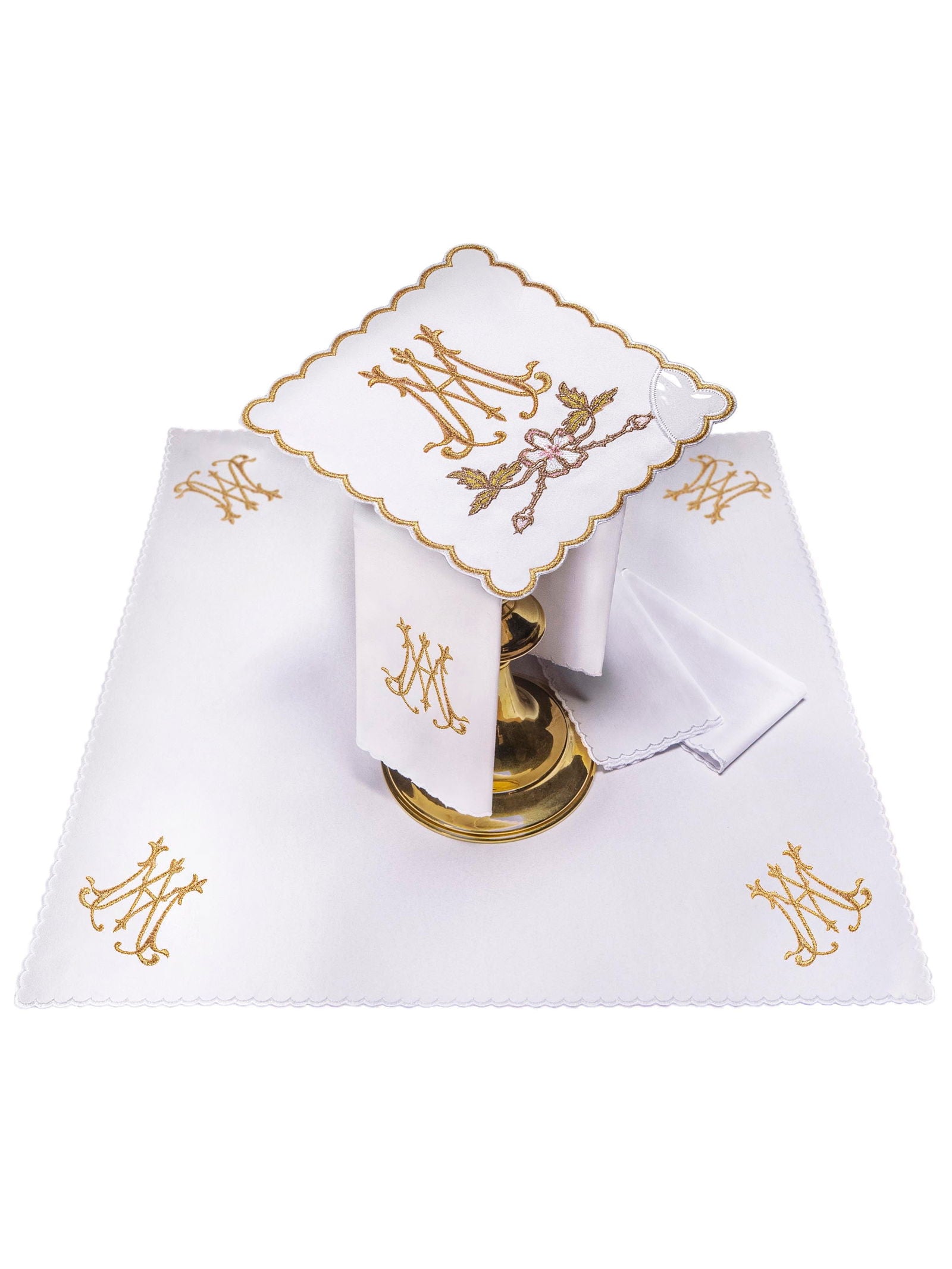 Chalice Linens with Colorful Marian Embroidery