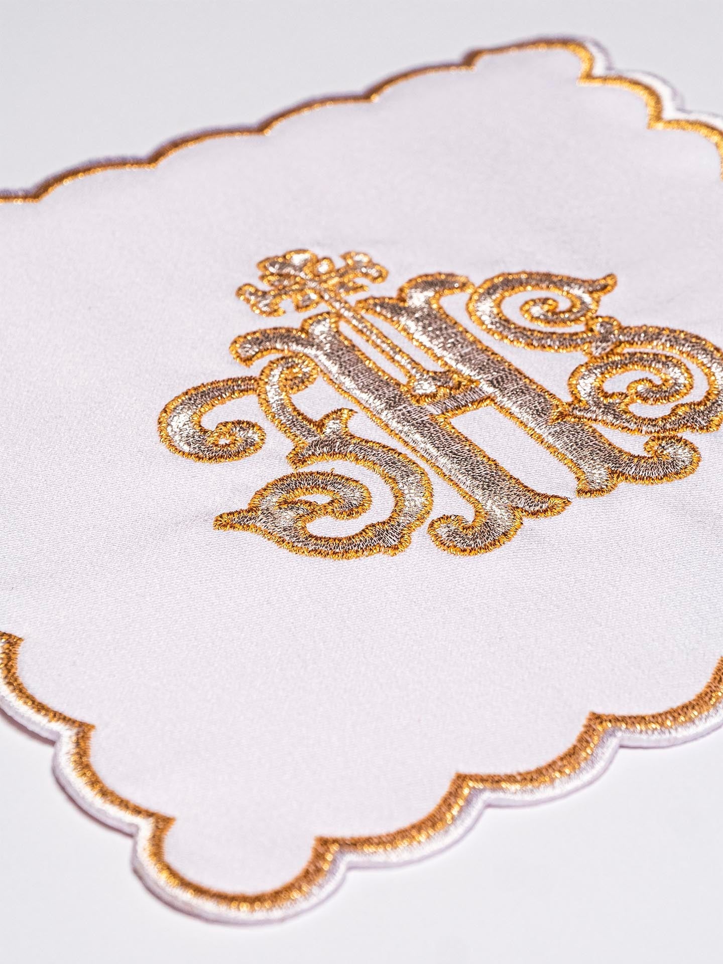 Chalice Linens with Golden IHS Embroidery