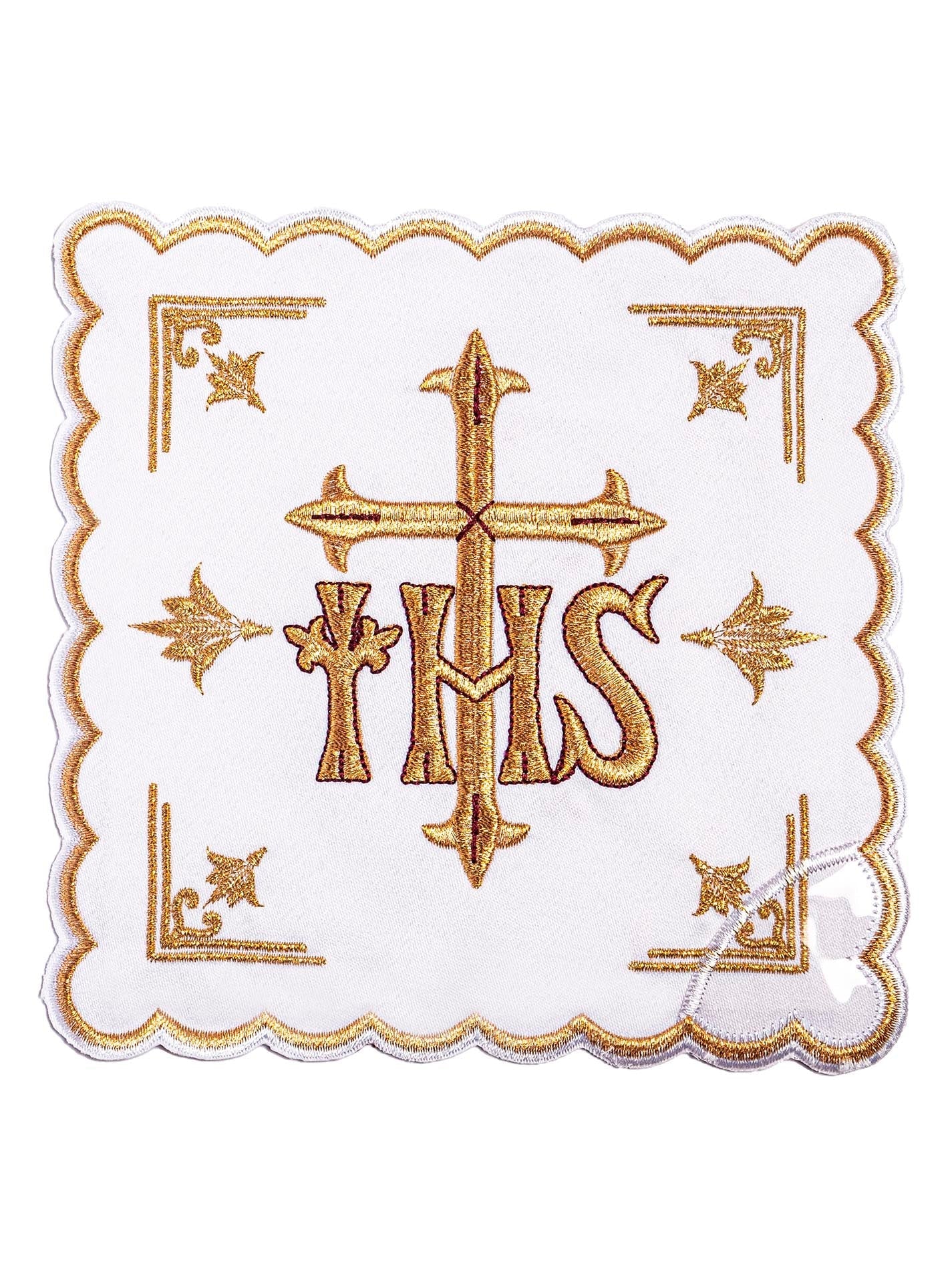 Chalice linens with a gold IHS motif