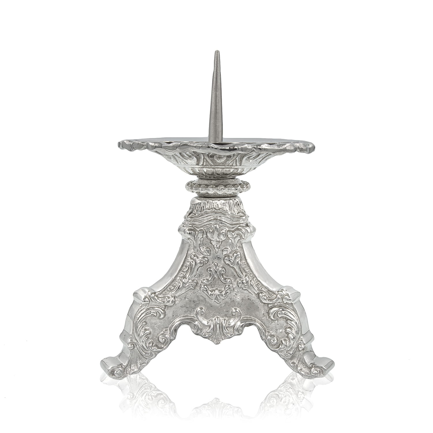 Candlestick - brass - nickel - 12 cm JAK - 1011N - HAFTINAUSA.COM