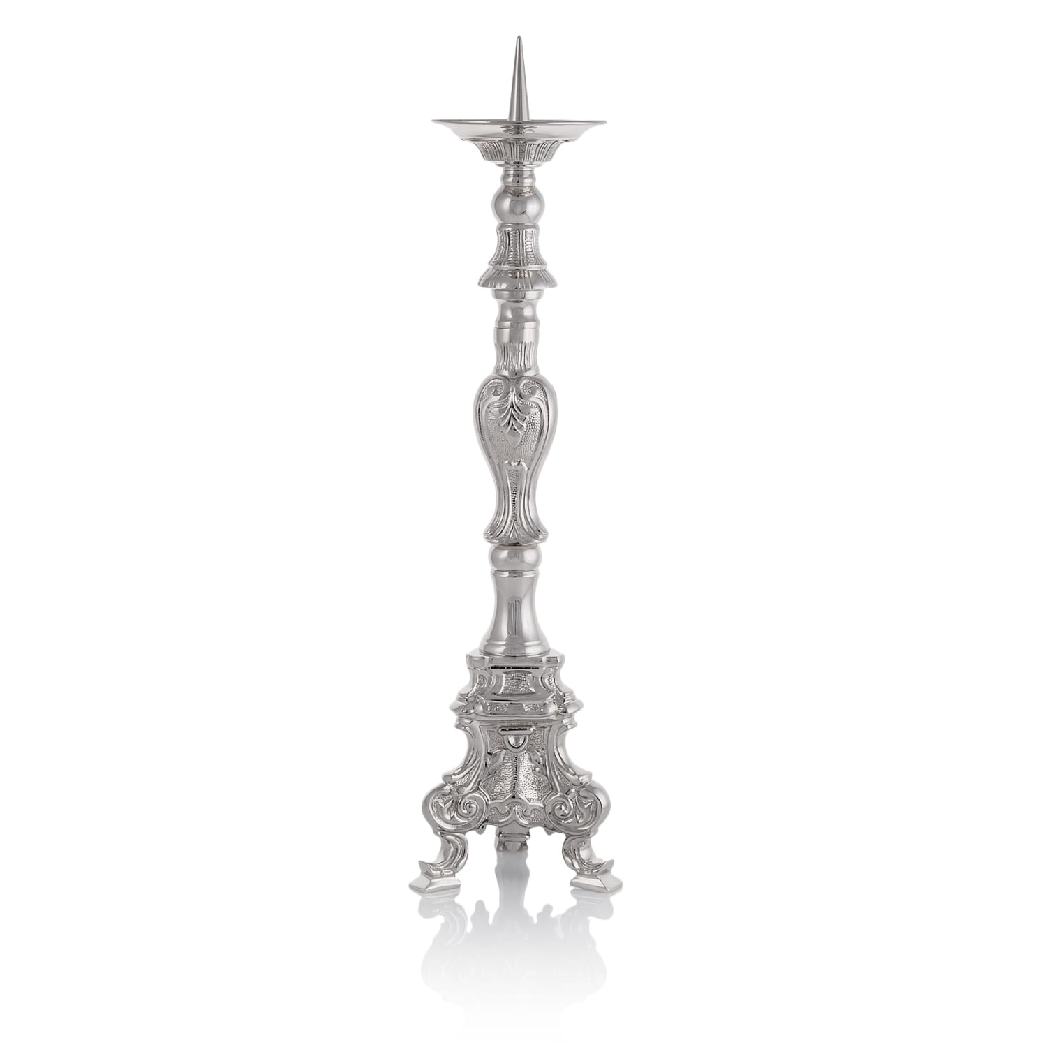 Candlestick - brass - nickel - 60 cm P21N - HAFTINAUSA.COM