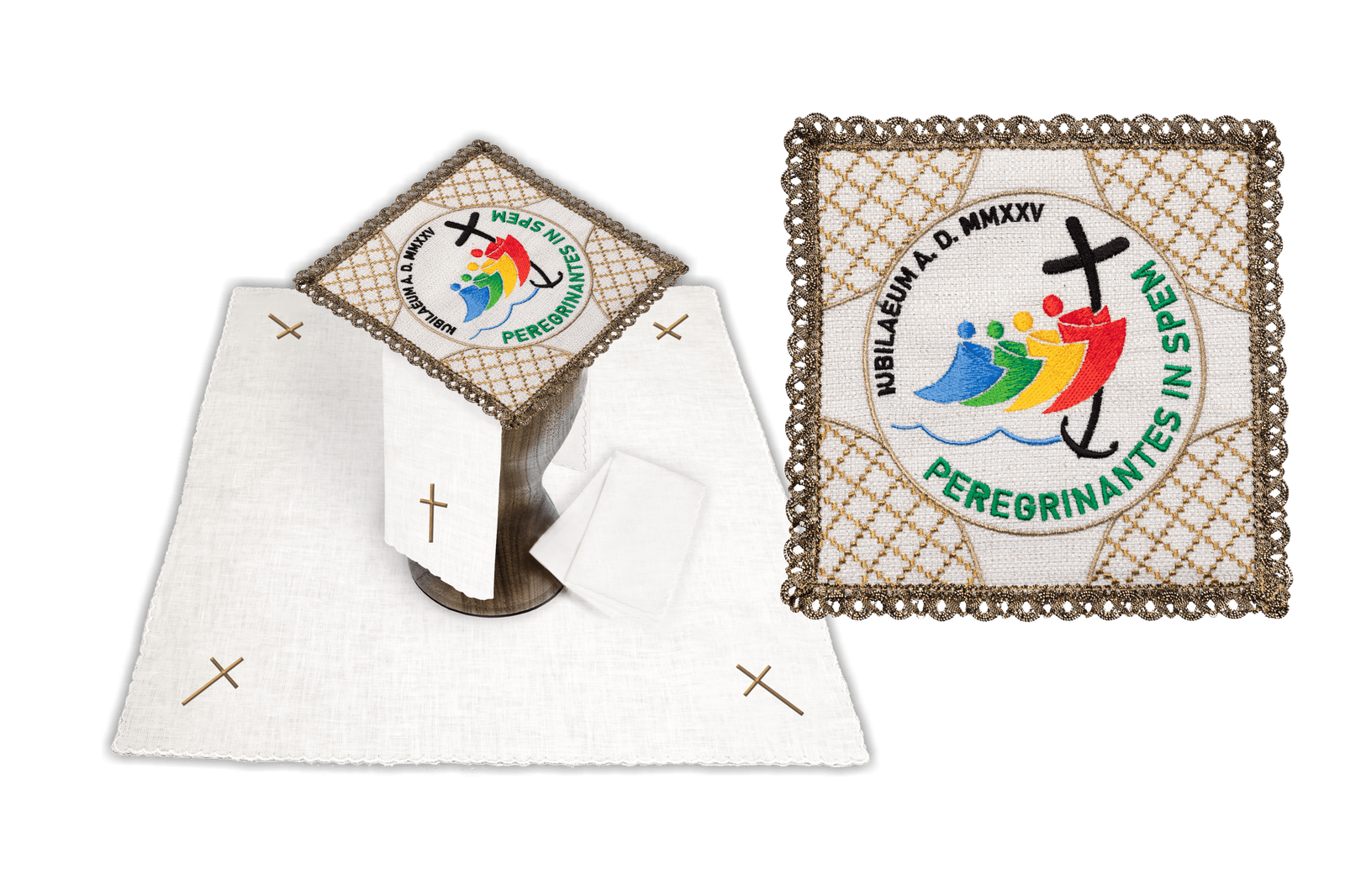Chalice Linen Set with JUBILEE ROME 2025 logo JR/015/C2 - HAFTINAUSA.COM