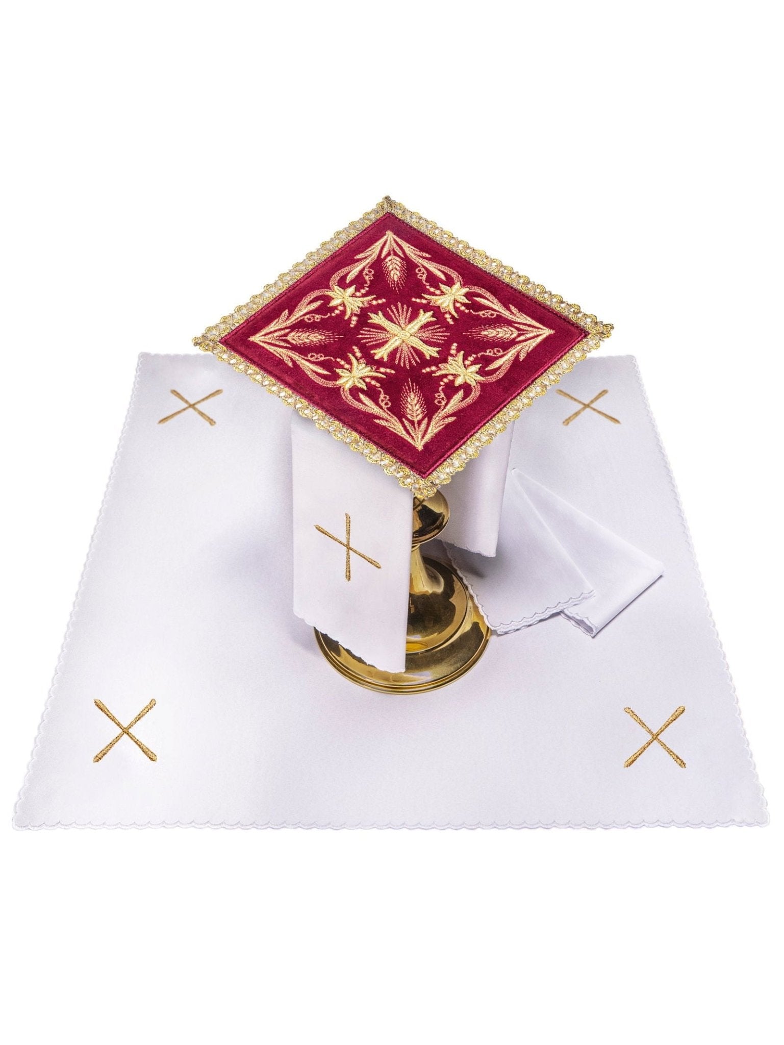 Chalice Linens Embroidered Burgundy Velvet KK/5001/C1 - HAFTINAUSA.COM