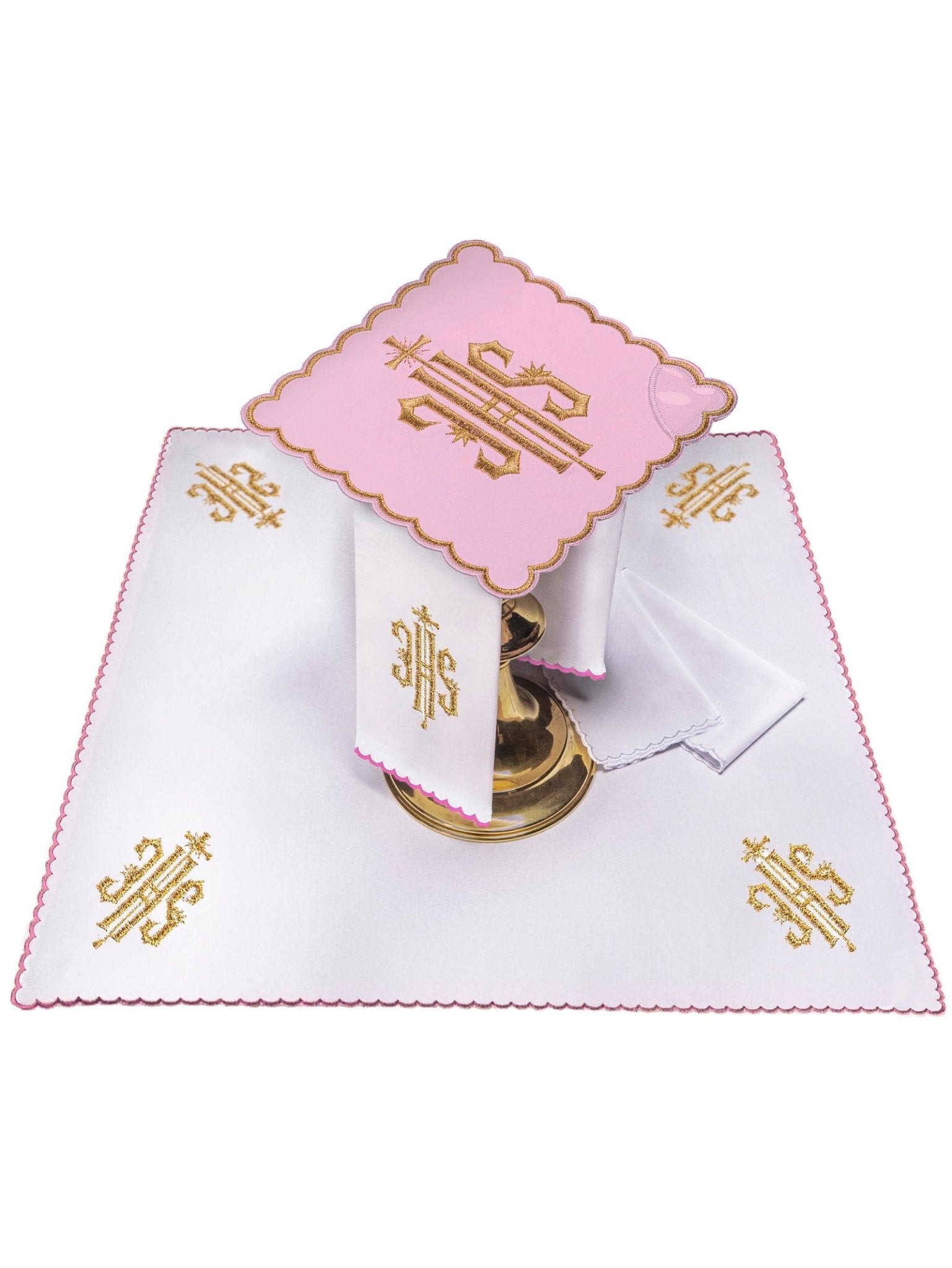 Chalice Linens Embroidered Pink IHS KK/029/08 - HAFTINAUSA.COM