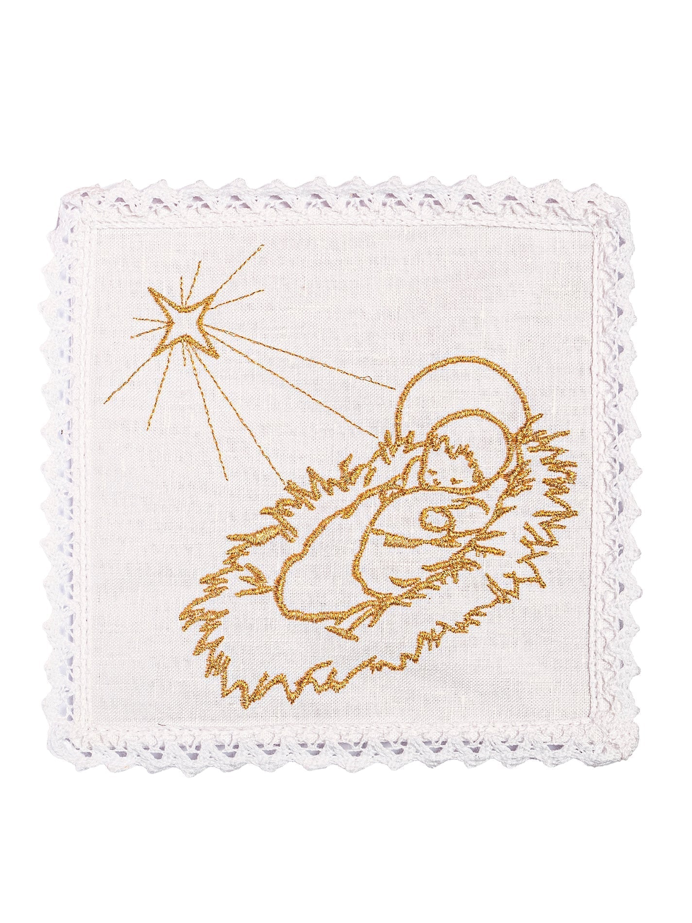 Chalice Linens for Christmas made of natural linen texture KKL/124 - HAFTINAUSA.COM