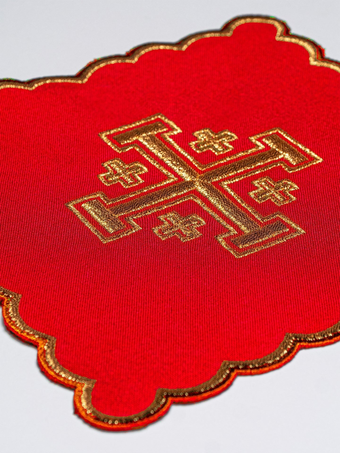 Chalice Set with red Pall and Jerusalem Cross embroidery KK/030/02 - HAFTINAUSA.COM