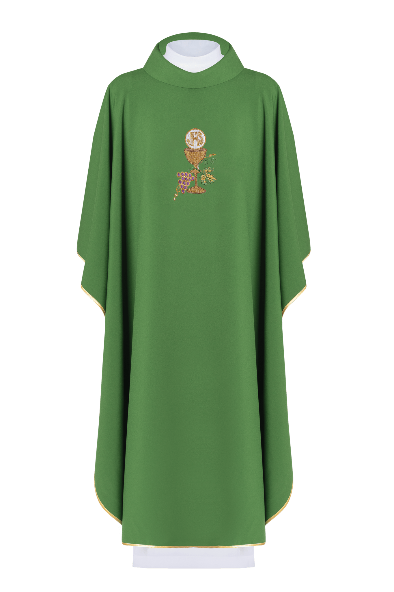 Chasuble Chalice Cross and Grapes in green KOR/208/01/12 ZIELONY - HAFTINAUSA.COM