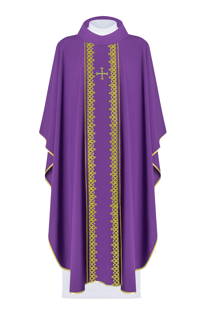 Chasuble embroidered with Purple Cross KOR/272/03/54 - HAFTINAUSA.COM