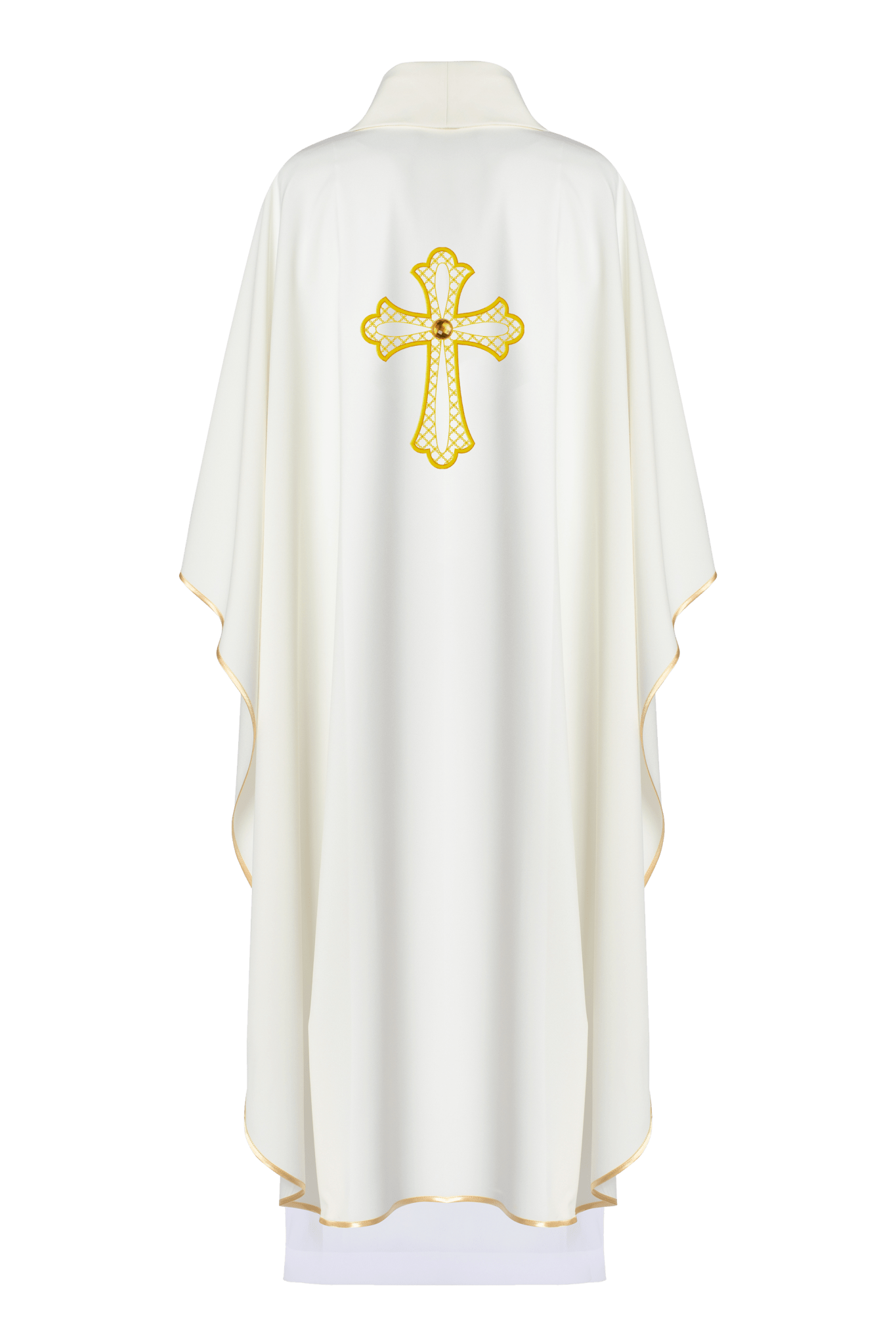 Chasuble embroidered with symbol of the cross in ecru color KOR/227/05/12 - HAFTINAUSA.COM