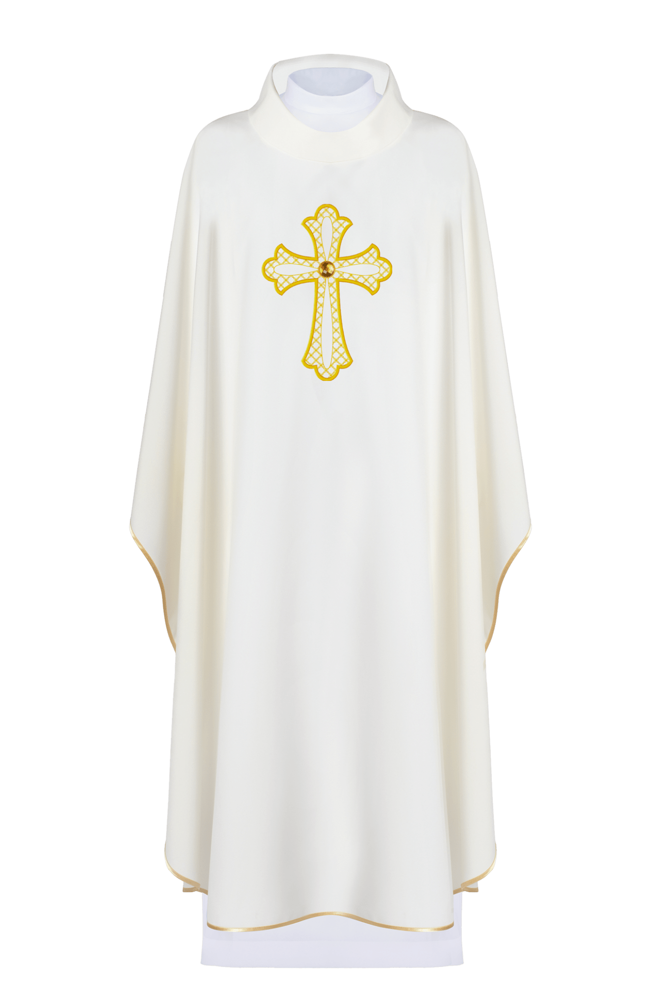 Chasuble embroidered with symbol of the cross in ecru color KOR/227/05/12 - HAFTINAUSA.COM