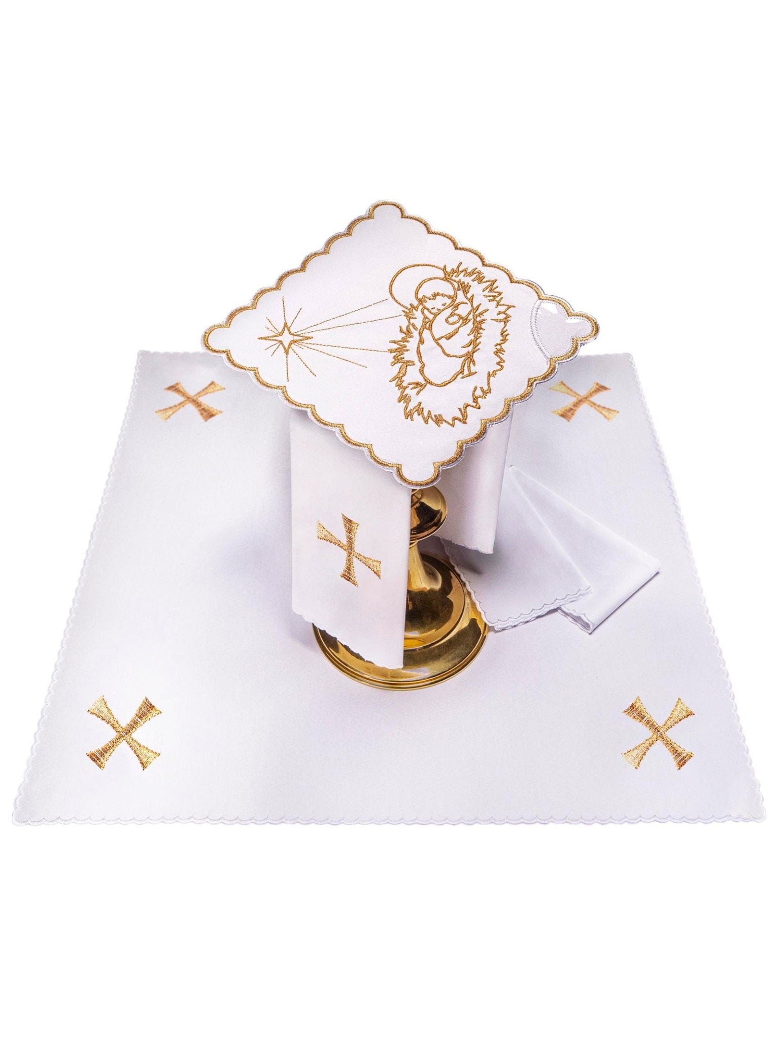 Christmas chalice linens set with embroidered Jesus child KK/124 - HAFTINAUSA.COM