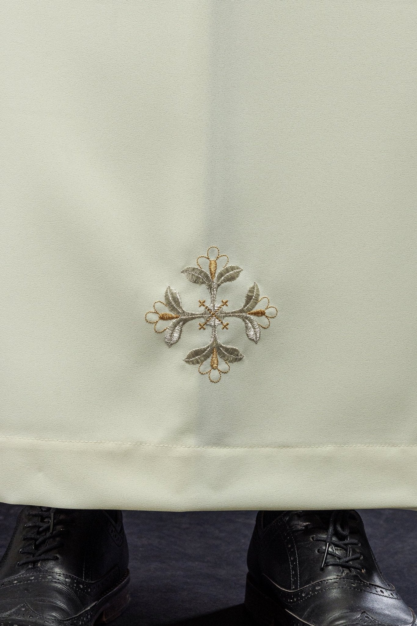 Cream alb with turtleneck and decorated embroidery KAB/006/05/12/M22 135cm/164cm - HAFTINAUSA.COM