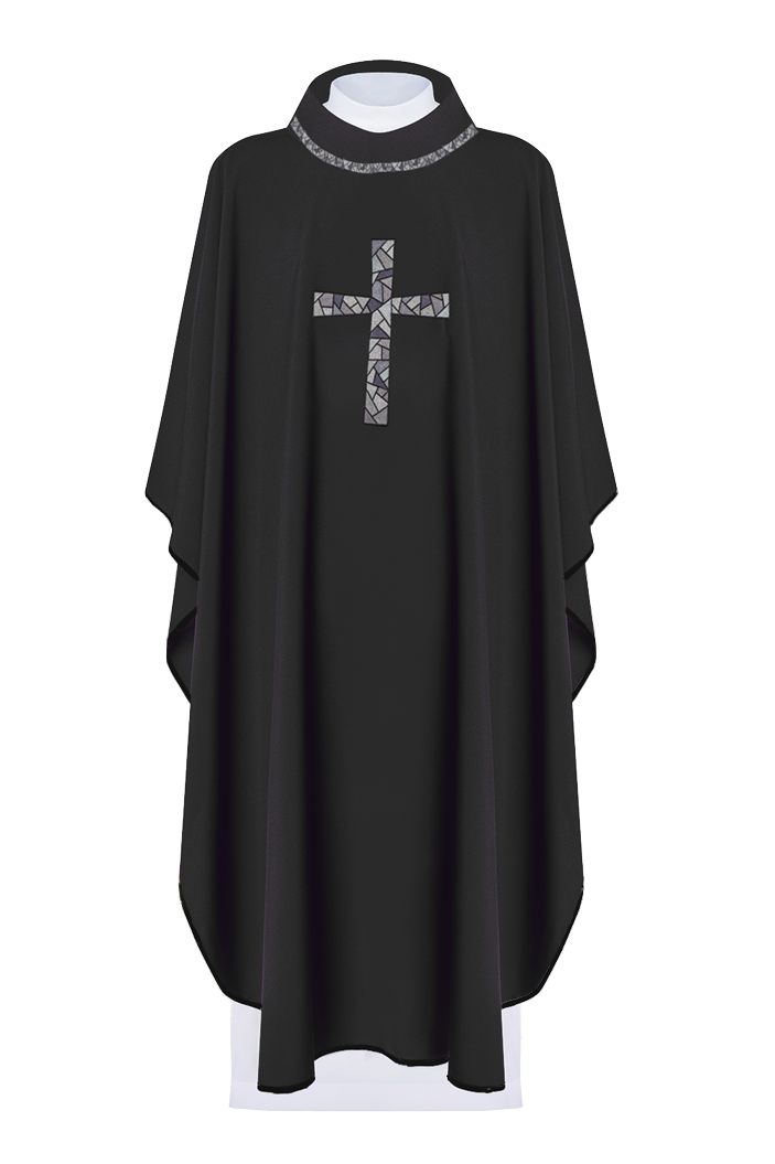 Black chasuble with mosaic black cross