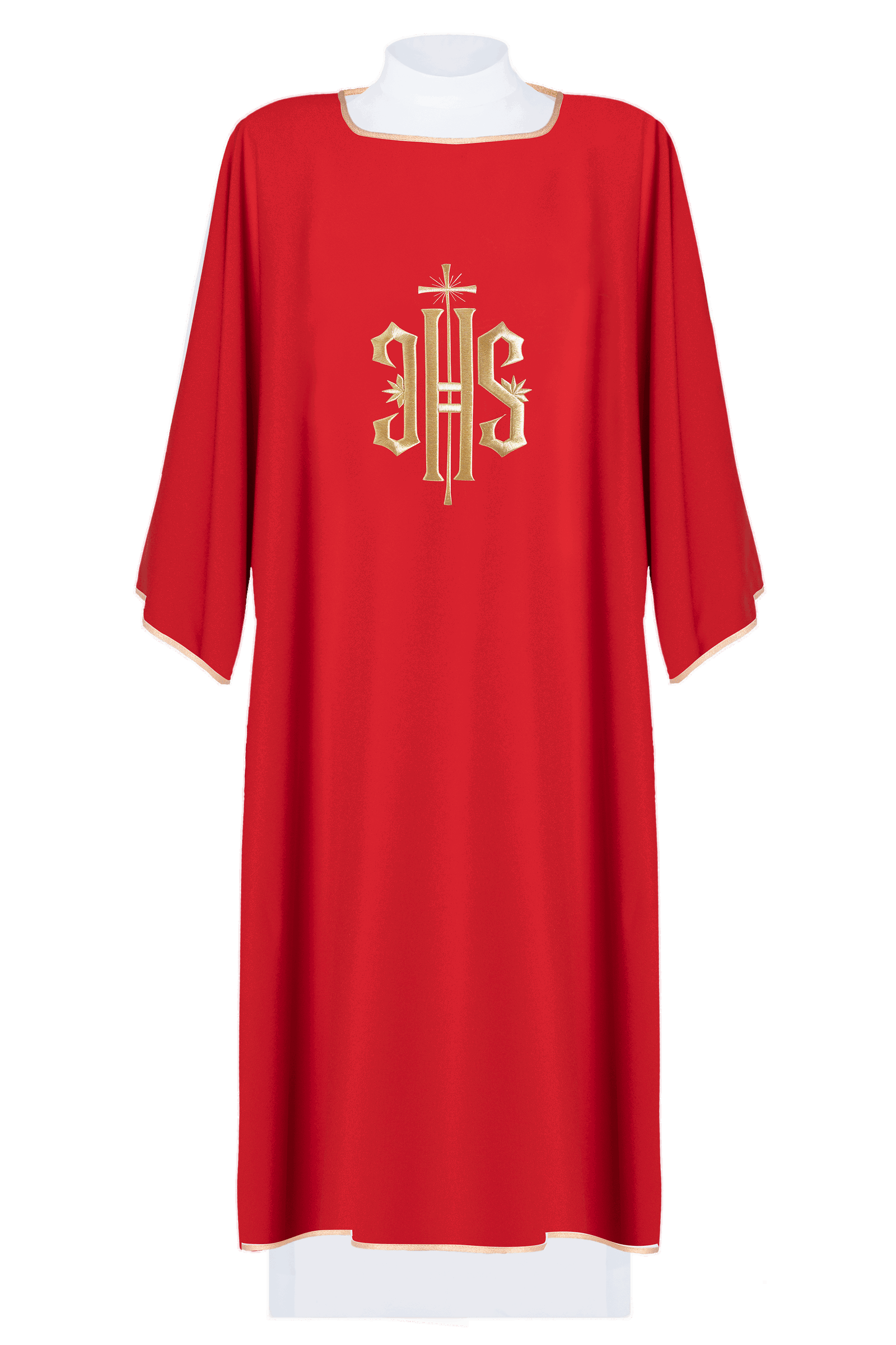 Red Dalmatic with Embroidered Gold IHS