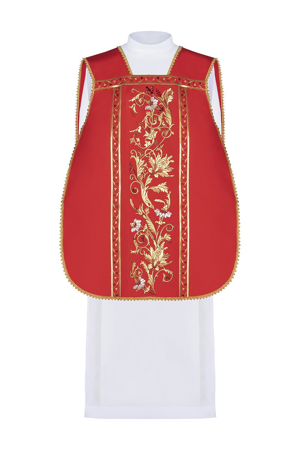 Red Roman Chasuble embroidered with the motif of the Eucharistic chalice