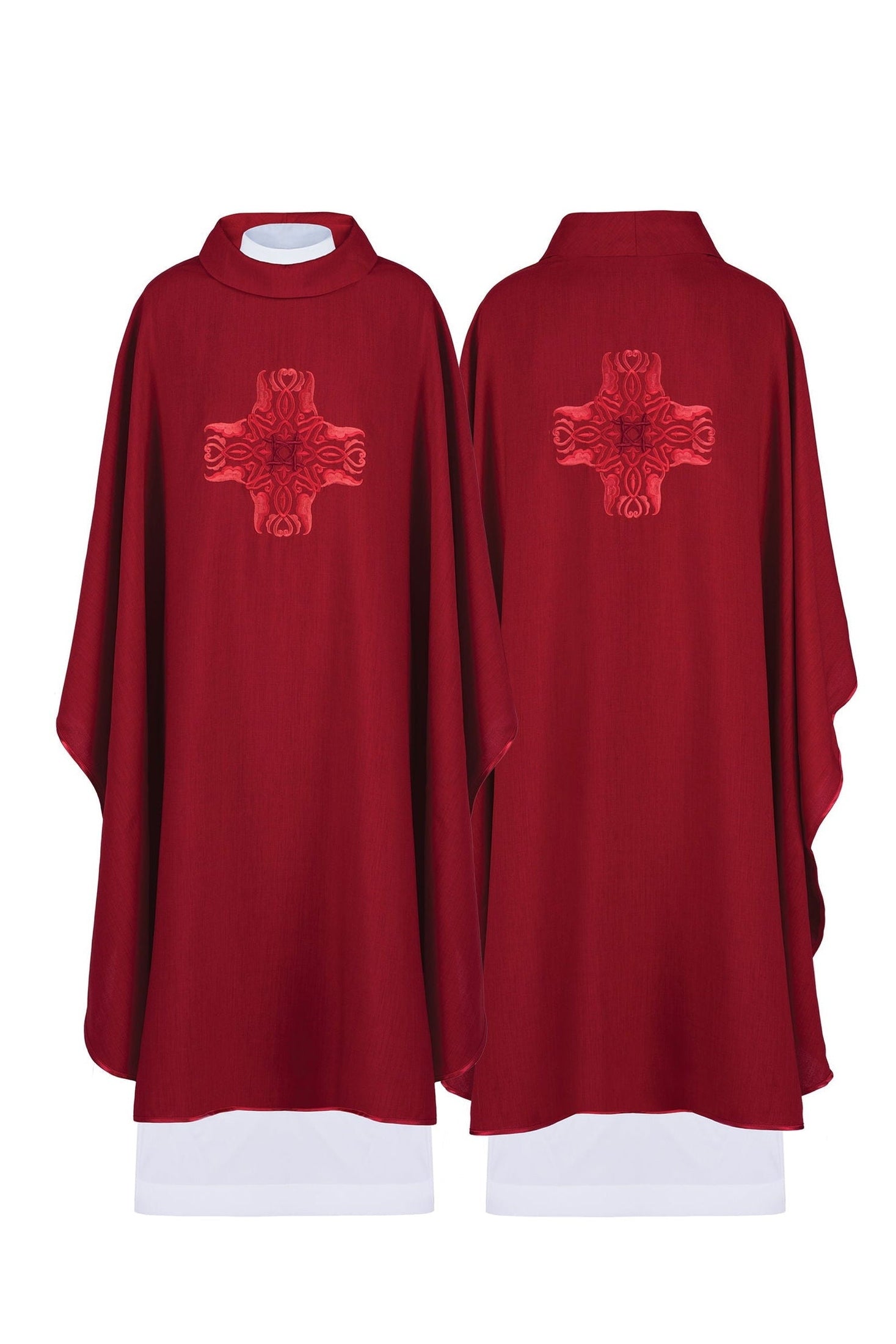 Red chasuble with Cross embroidery