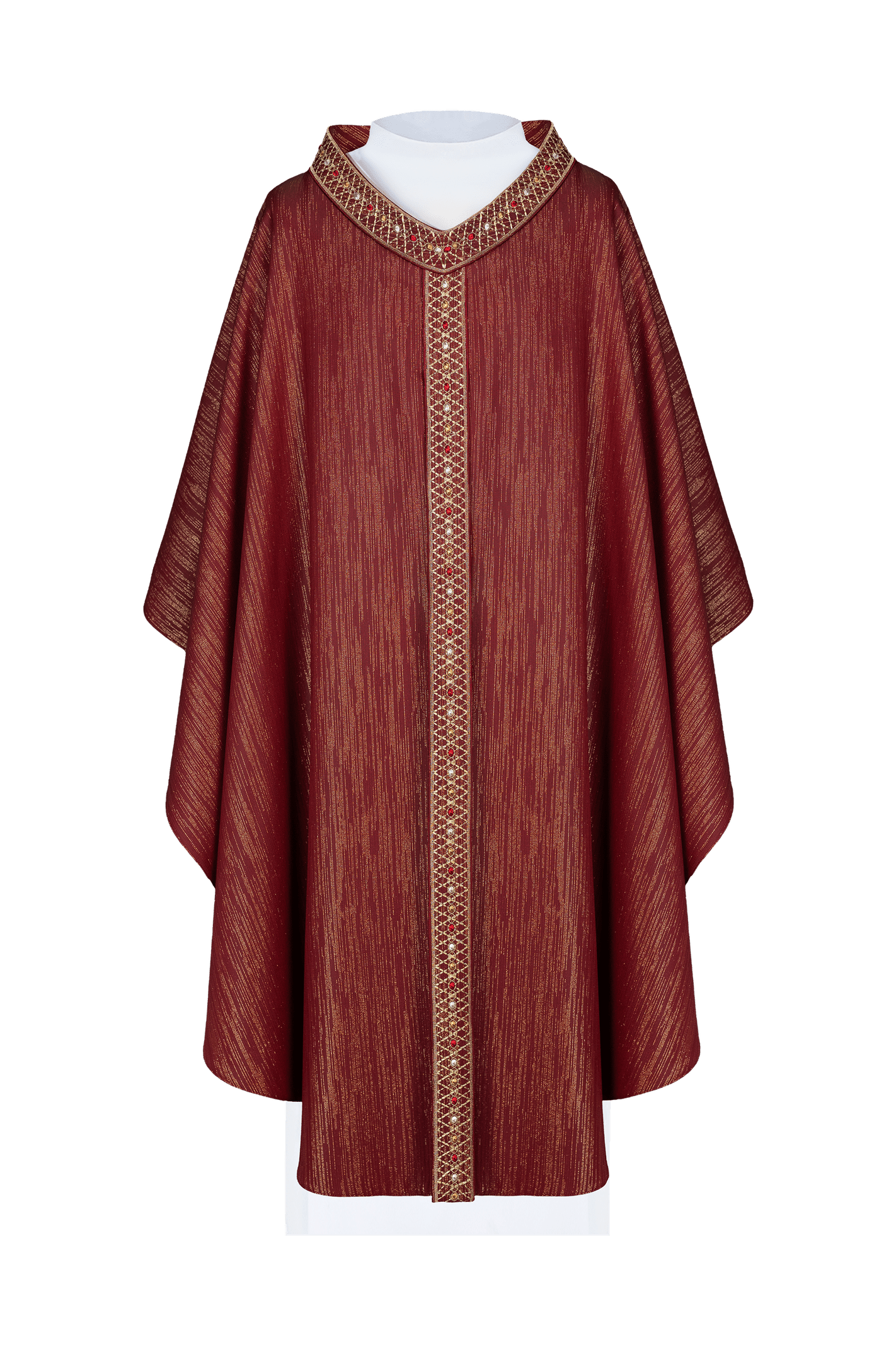 Burgundy chasuble made of glitter fabric