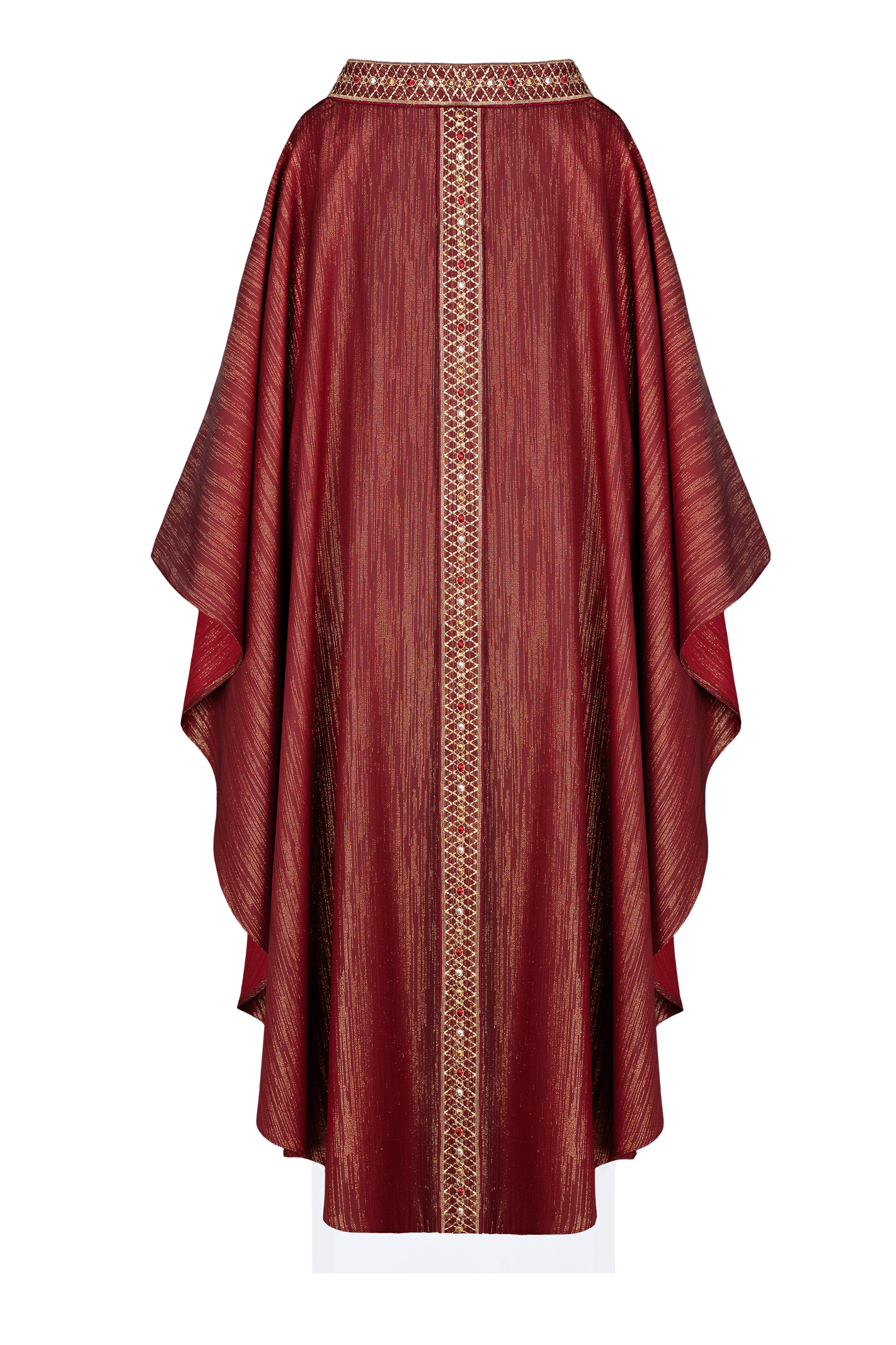 Burgundy chasuble made of glitter fabric