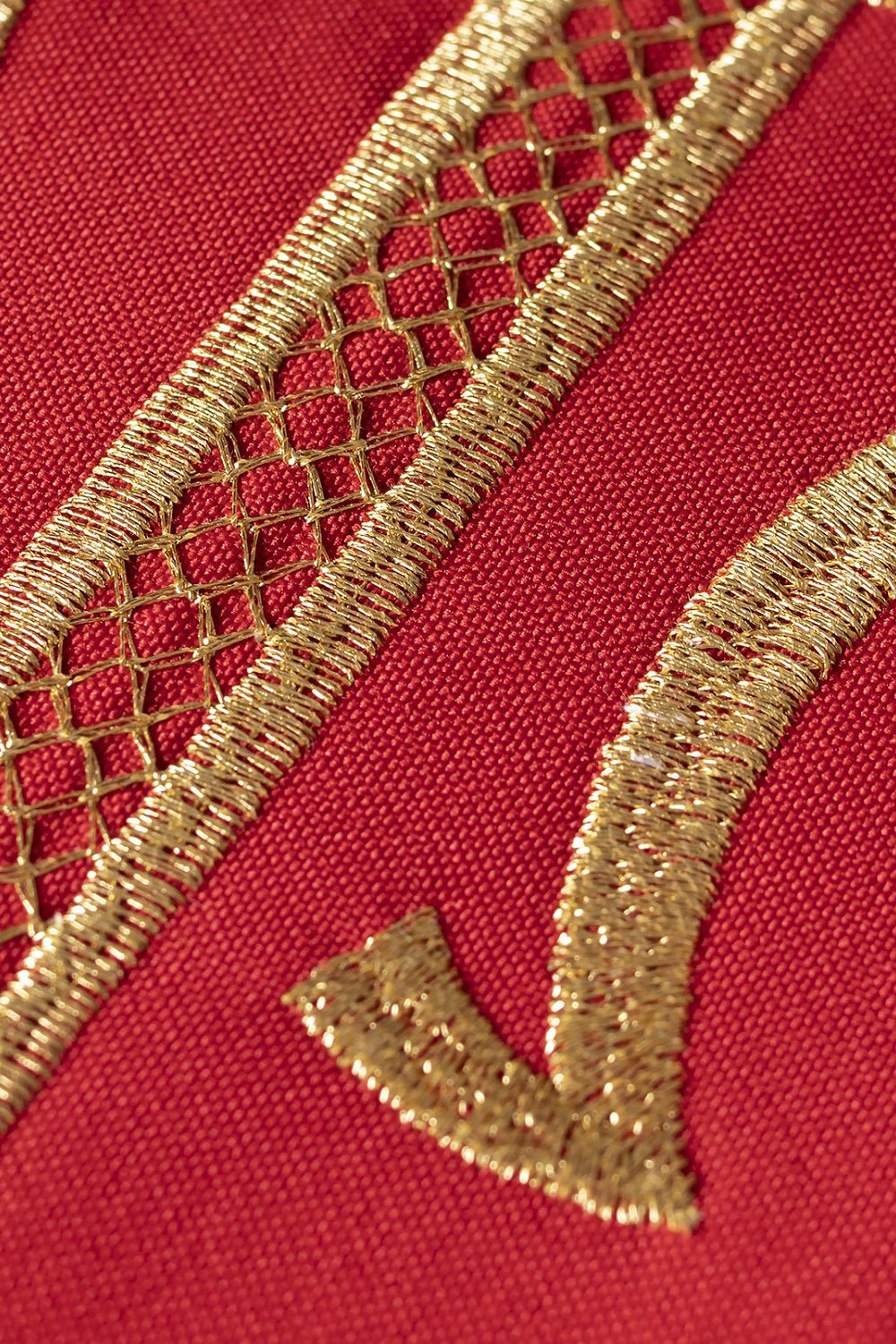 Red Chasuble with Alpha and Omega embroidery