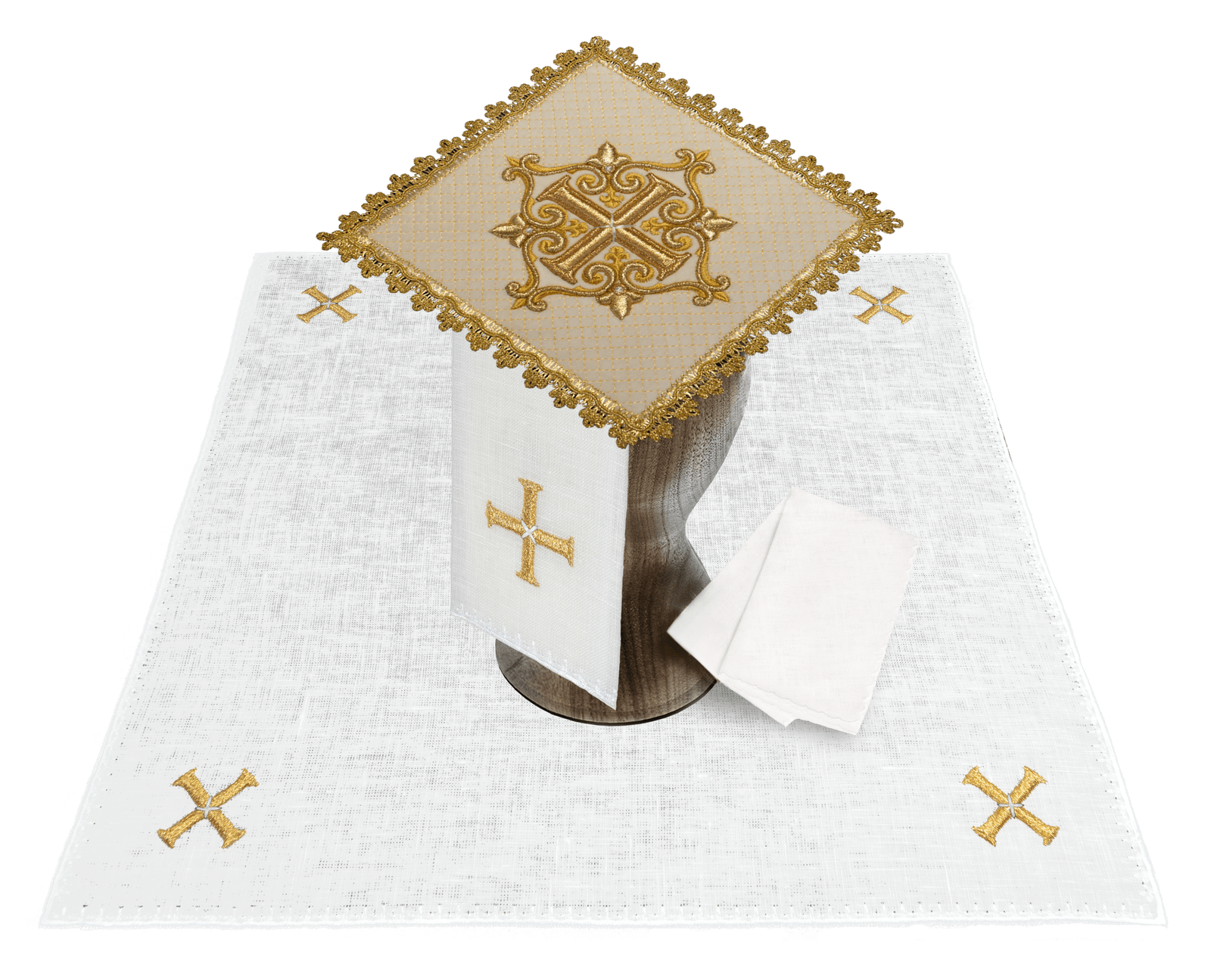 Ecru altar linen set made from velvet fabric LE/5029/C4/LEN - HAFTINAUSA.COM