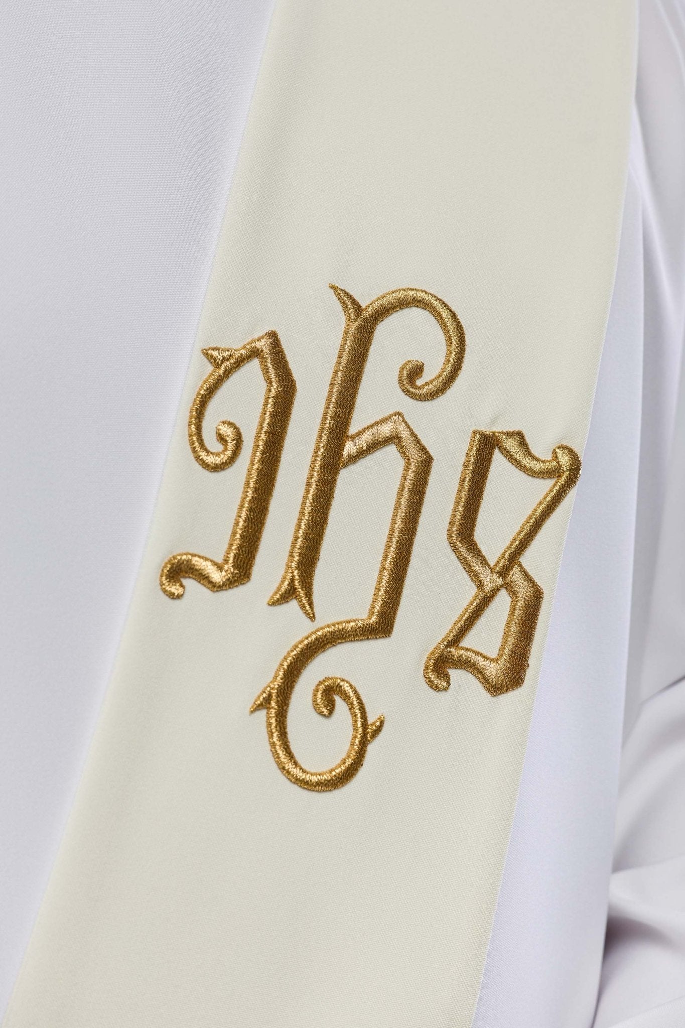 Ecru Deacon stole embroidered with a Cross KSD/132/05/01 ECRU - HAFTINAUSA.COM