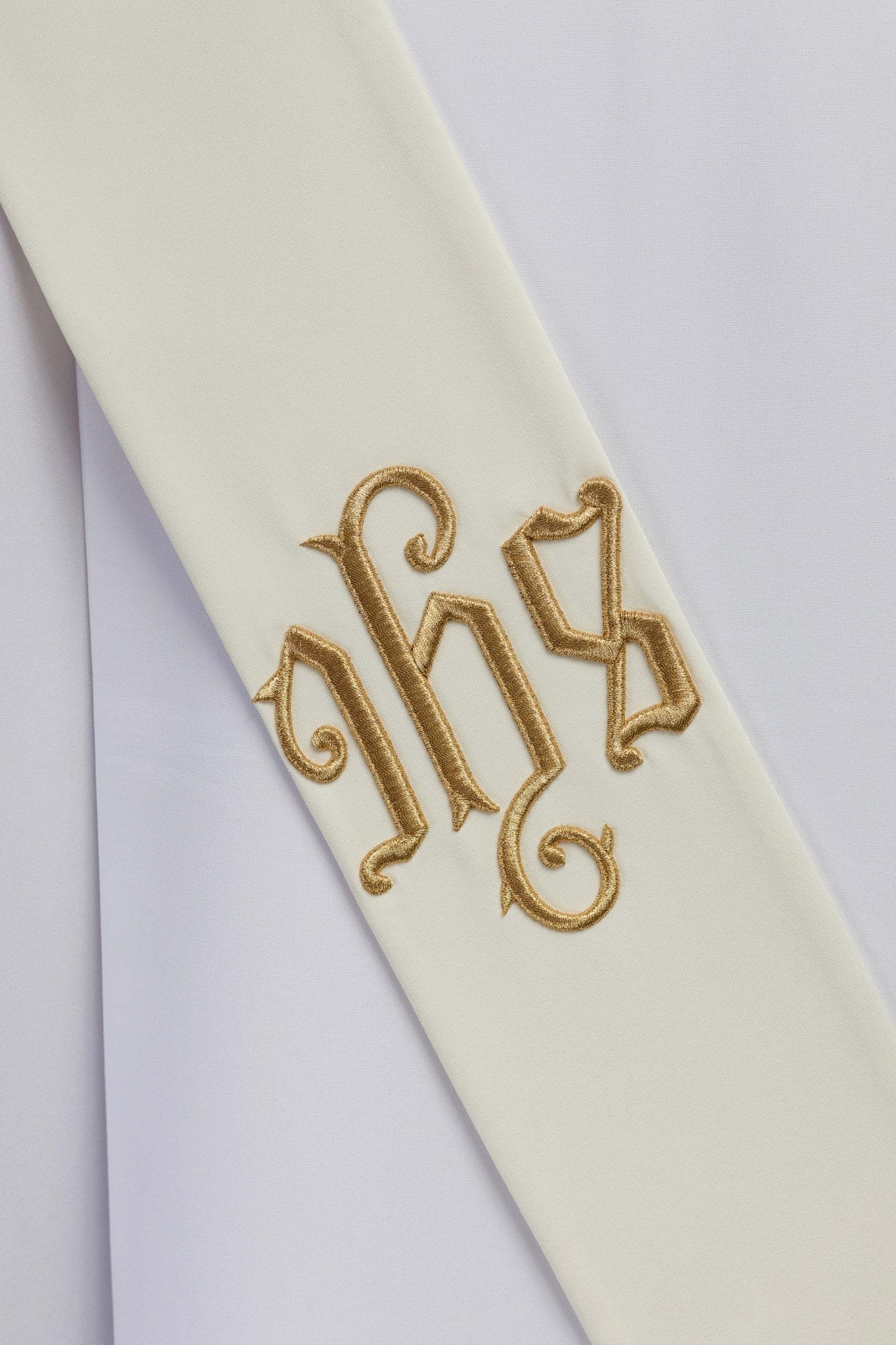 Ecru Deacon stole embroidered with a Cross KSD/132/05/01 ECRU - HAFTINAUSA.COM