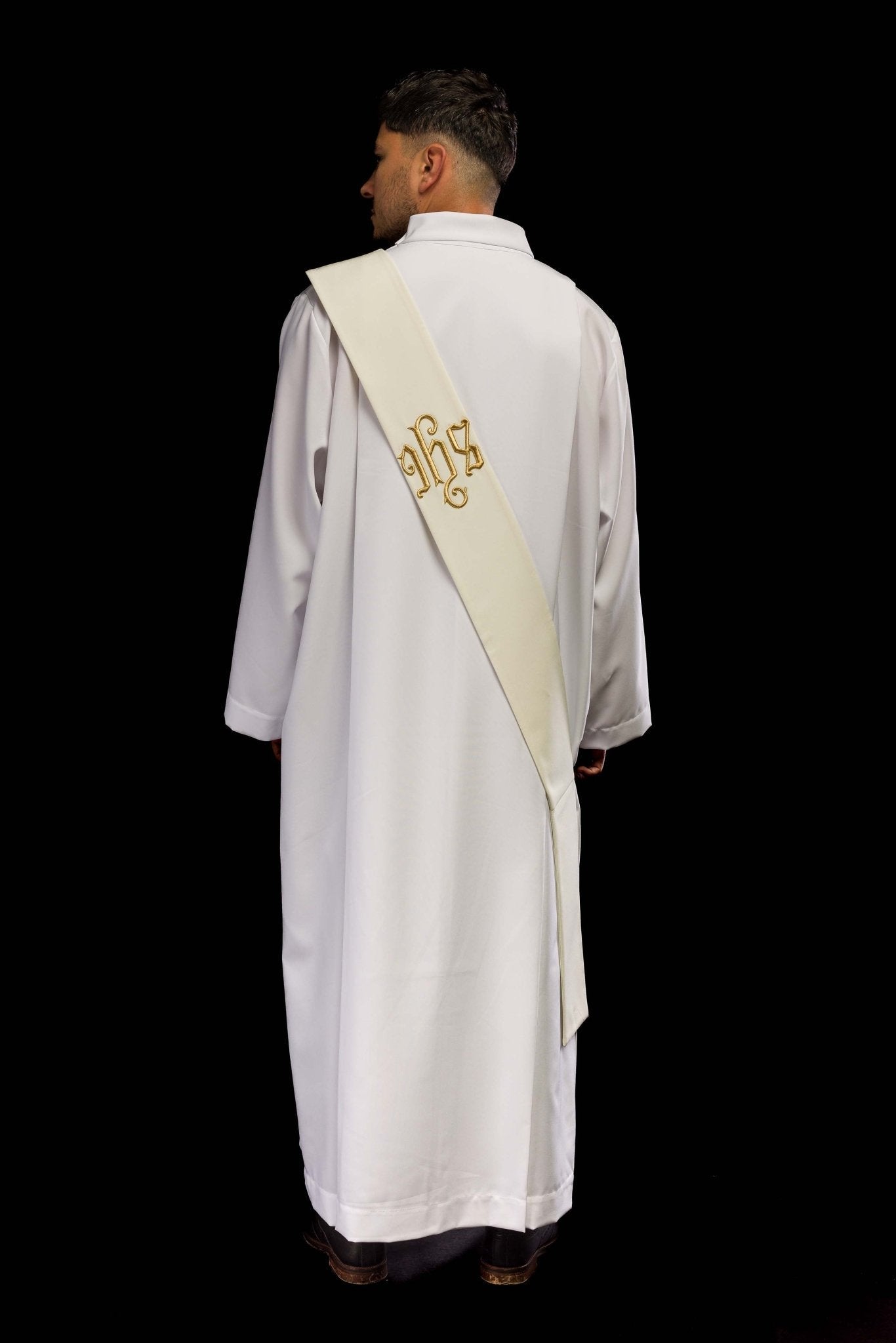 Ecru Deacon stole embroidered with a Cross KSD/132/05/01 ECRU - HAFTINAUSA.COM