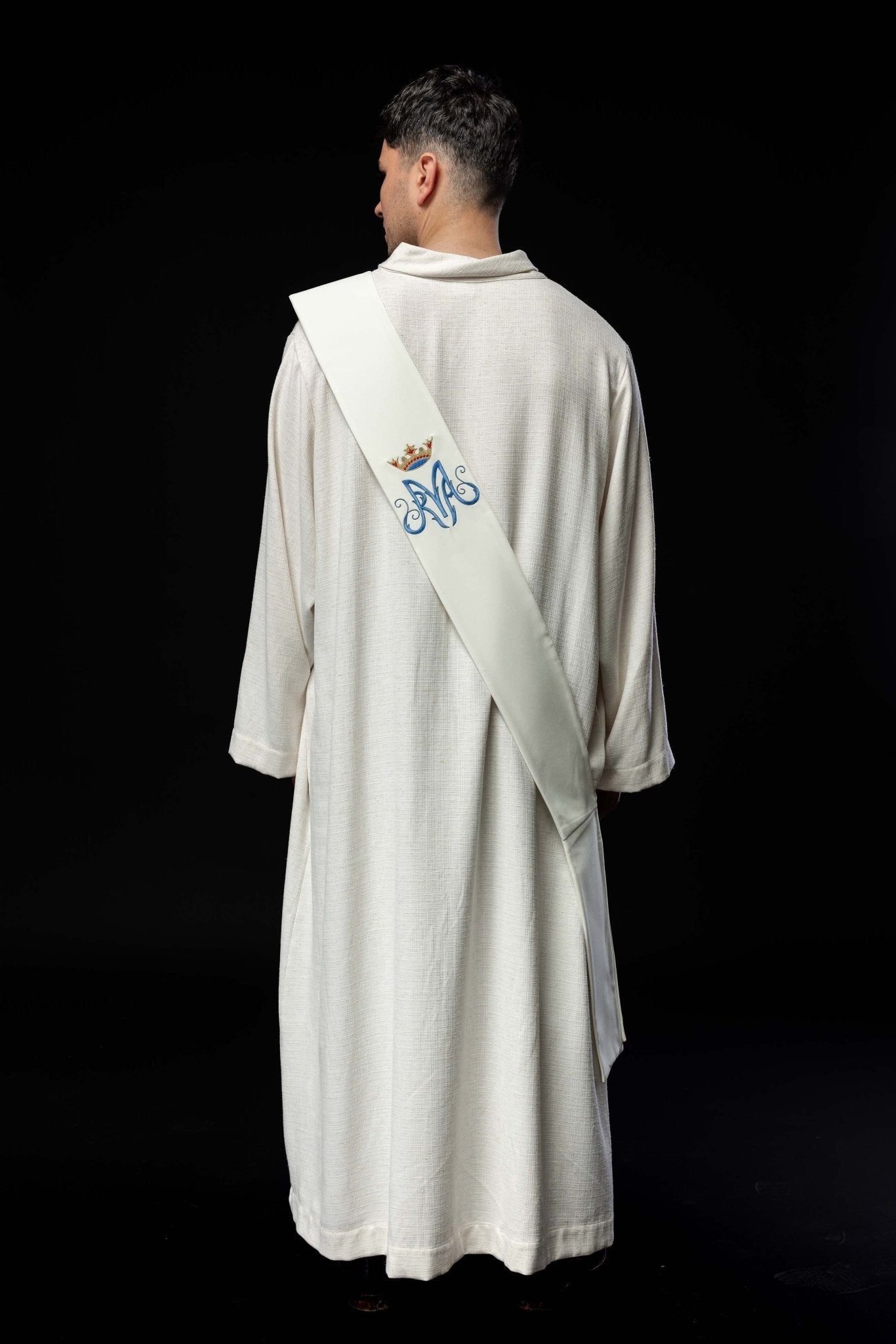 Ecru Deacon stole with Marian embroidery KSD/136/05/01 ECRU - HAFTINAUSA.COM