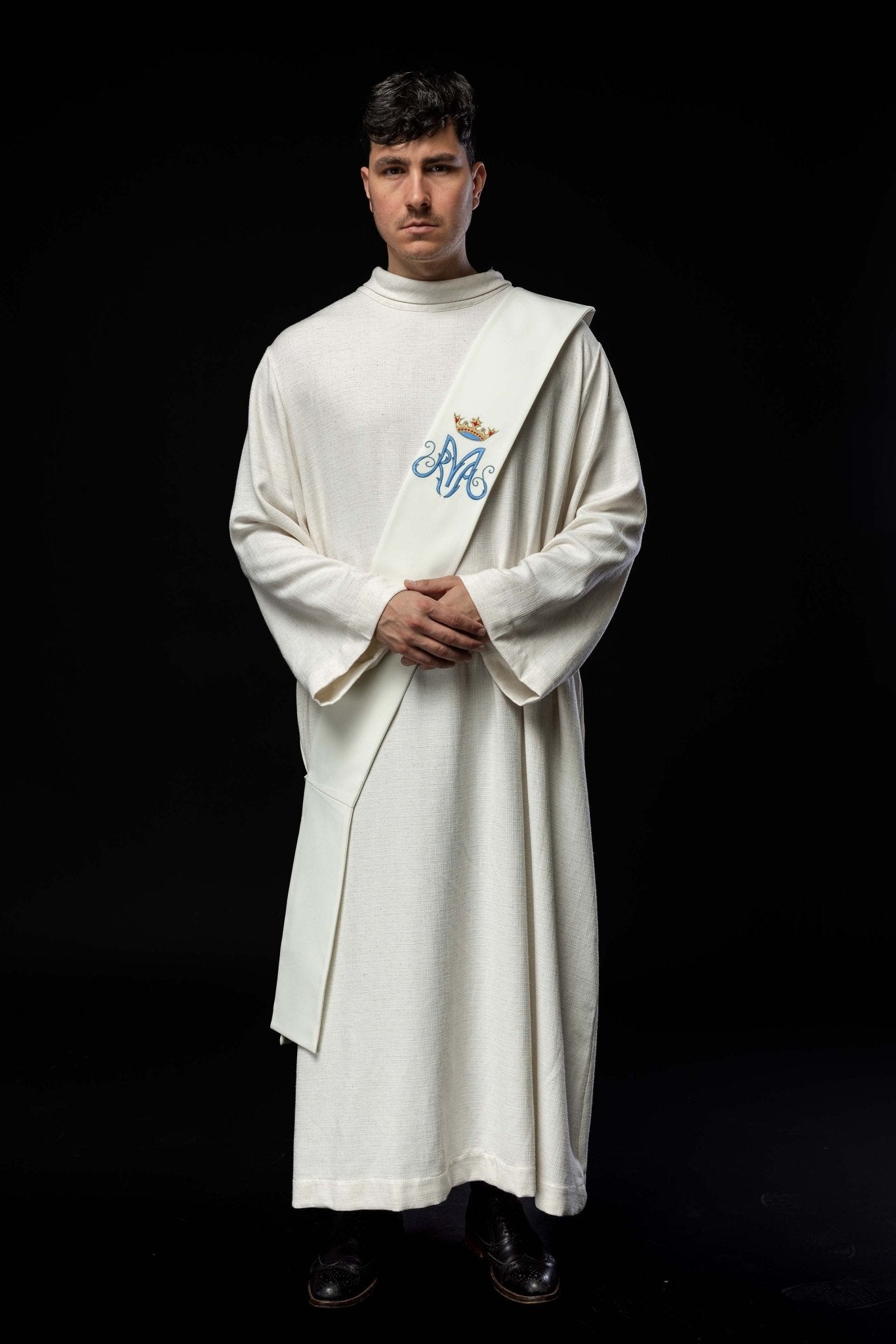 Ecru Deacon stole with Marian embroidery KSD/136/05/01 ECRU - HAFTINAUSA.COM