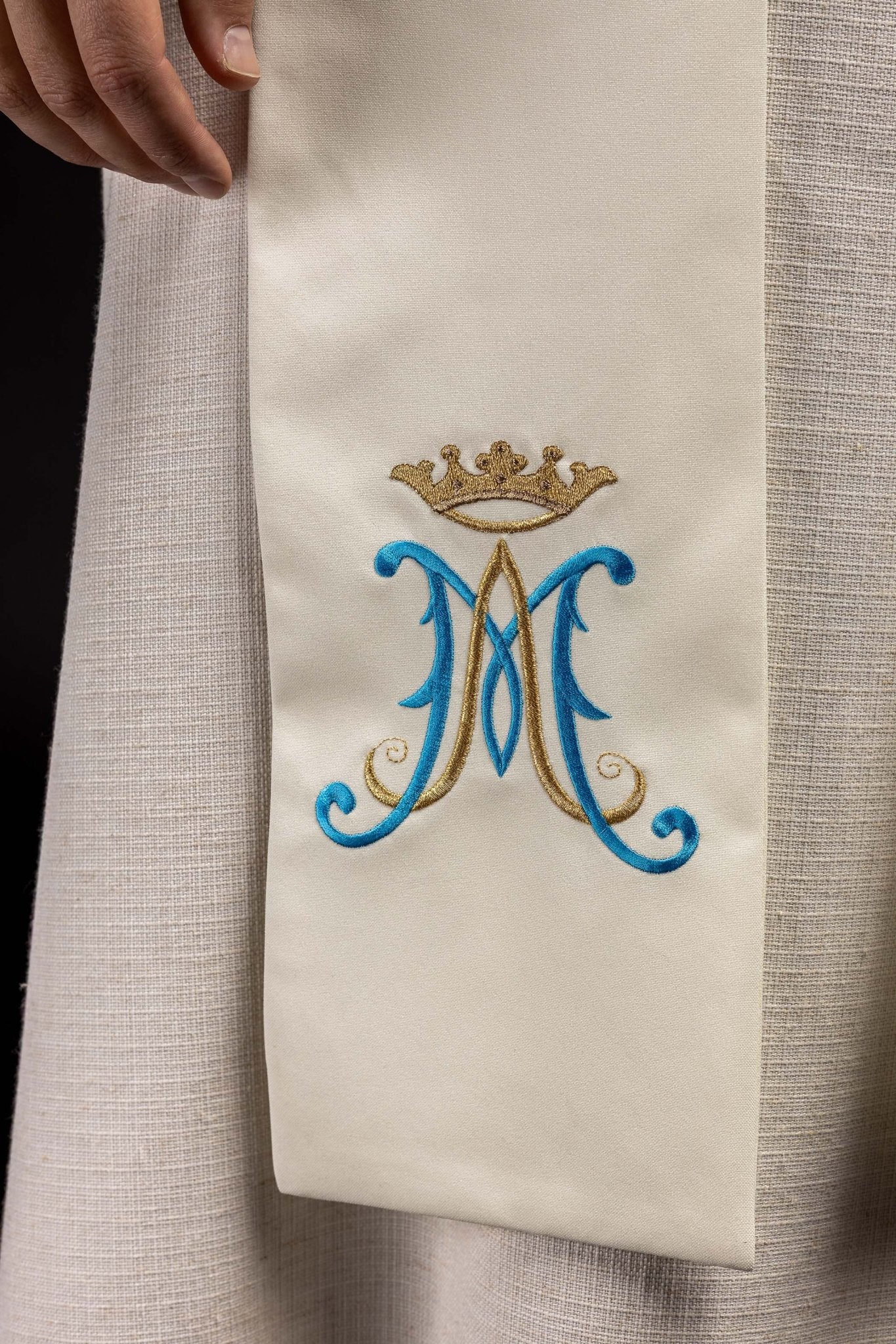 Ecru Marian priestly stole KST/061/05/01 ECRU - HAFTINAUSA.COM