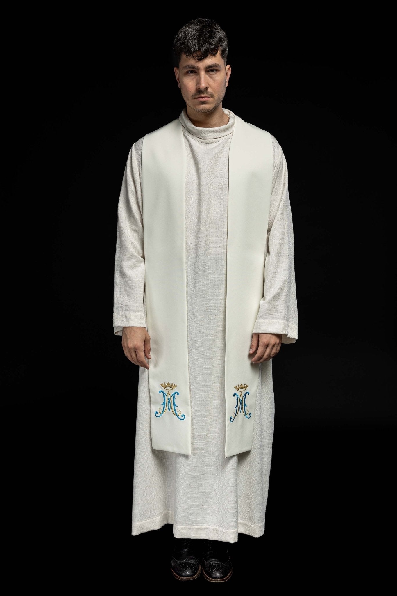 Ecru Marian priestly stole KST/061/05/01 ECRU - HAFTINAUSA.COM