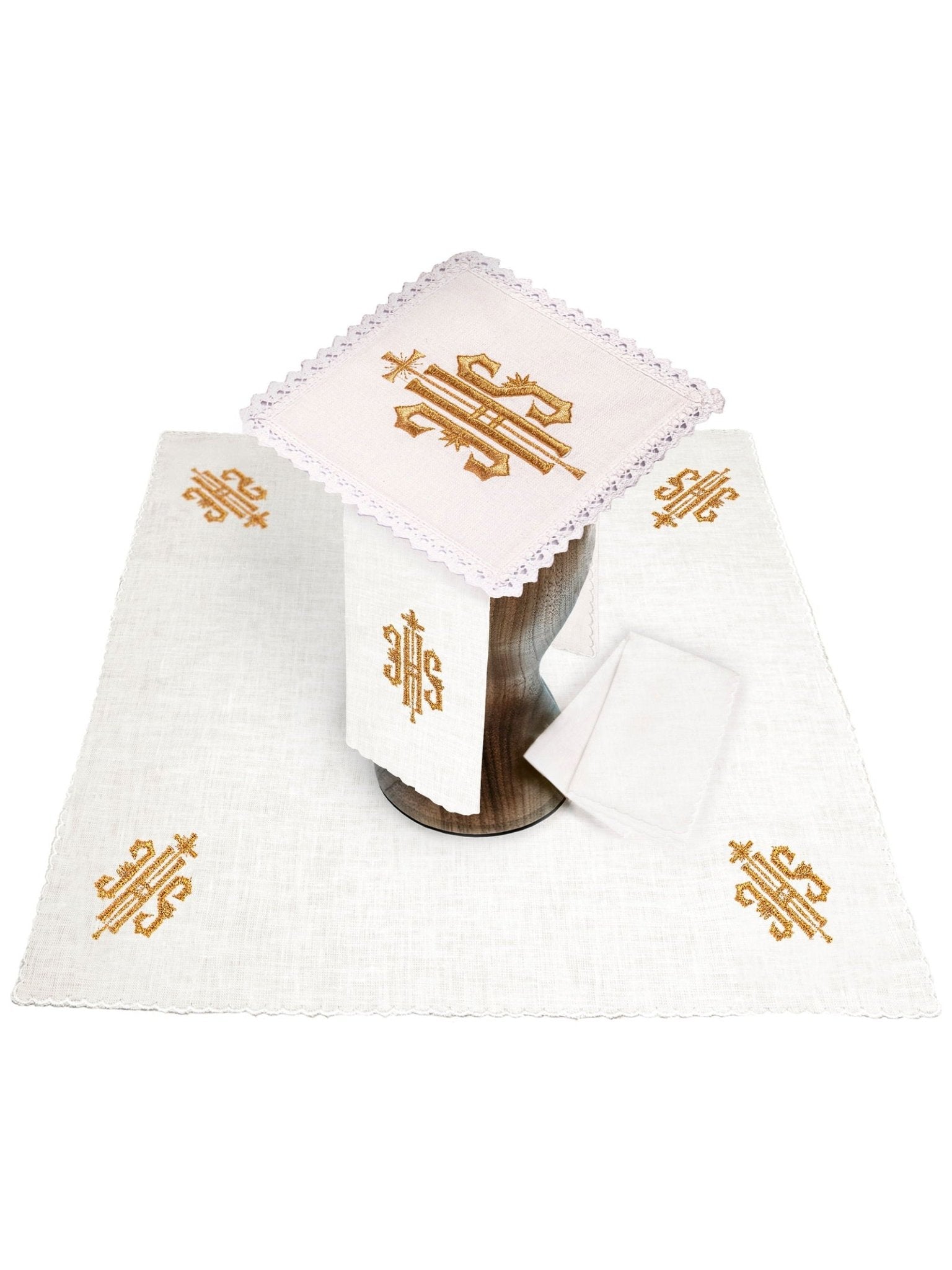 Embroidered altar linen IHS Gold KKL/29/C1 KKL/029/C1 - HAFTINAUSA.COM