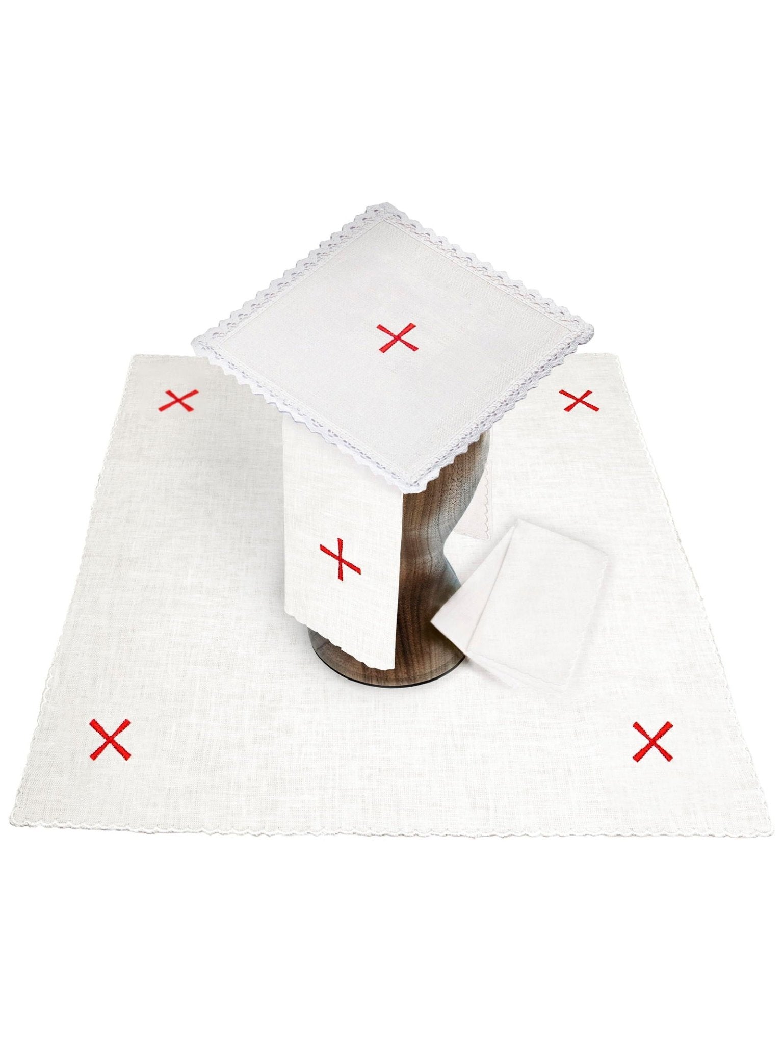 Embroidered altar linen small red cross KKL/136 - HAFTINAUSA.COM